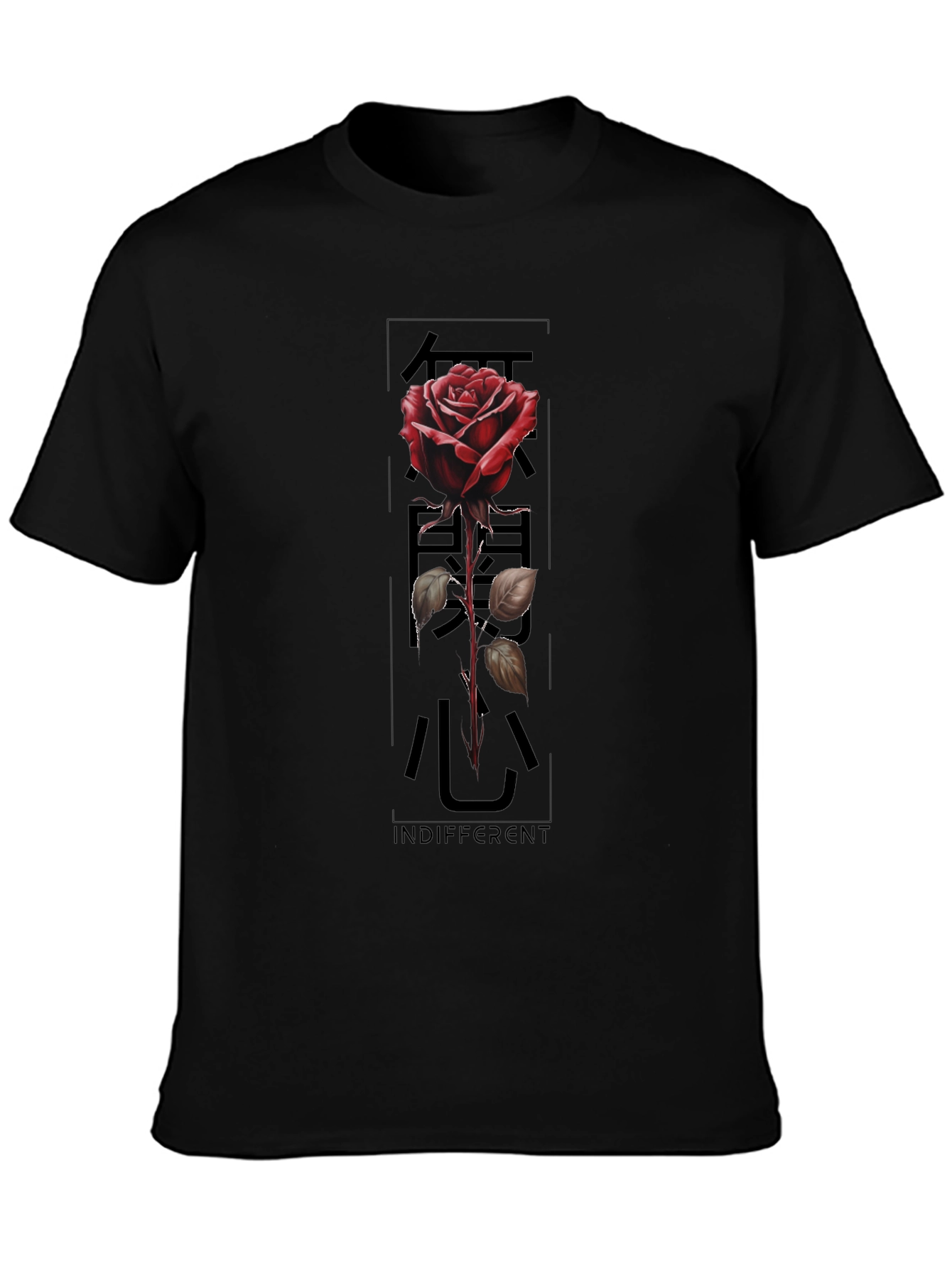 Indifferent Rose Graphic Black T-Shirt