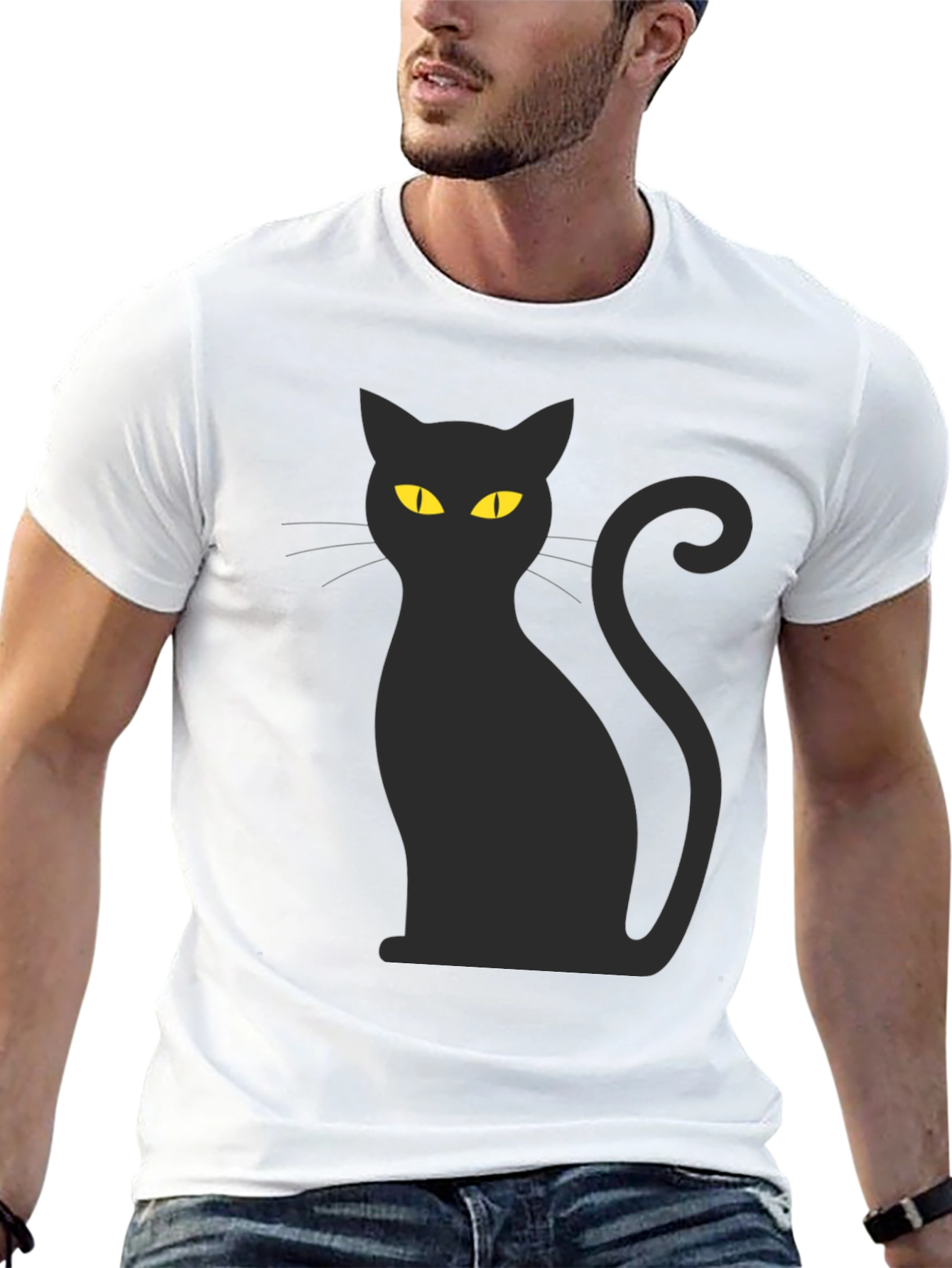 Black Cat Graphic Tee - Halloween Style