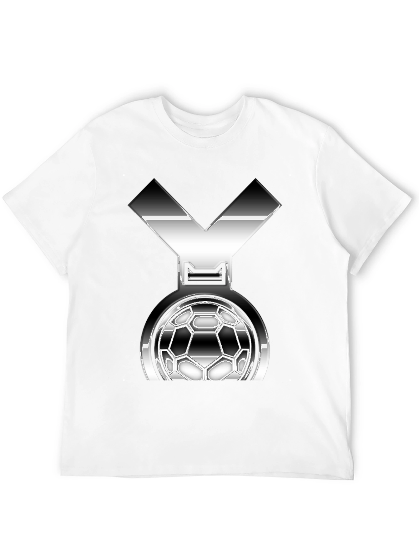 Metallic Soccer Medal Graphic T-Shirt