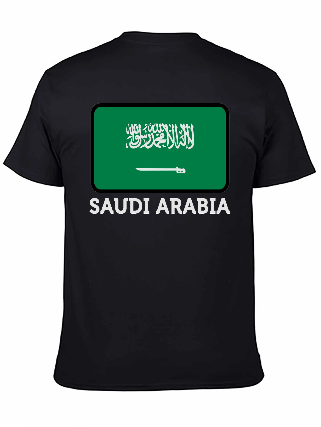 Saudi Arabia Flag Graphic Tee - Black Cotton T-Shirt