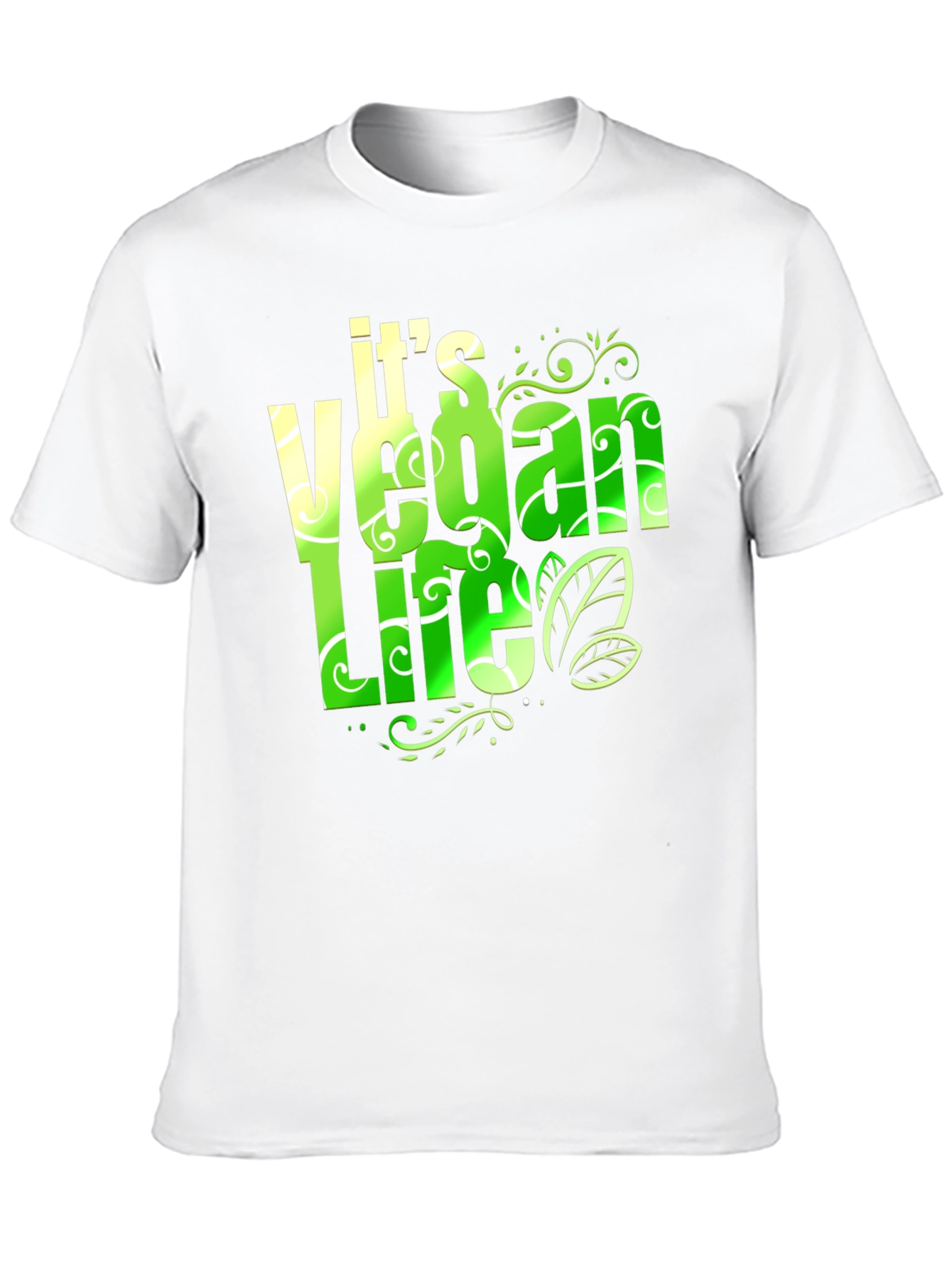 Vegan Life T-Shirt: Green & White Design