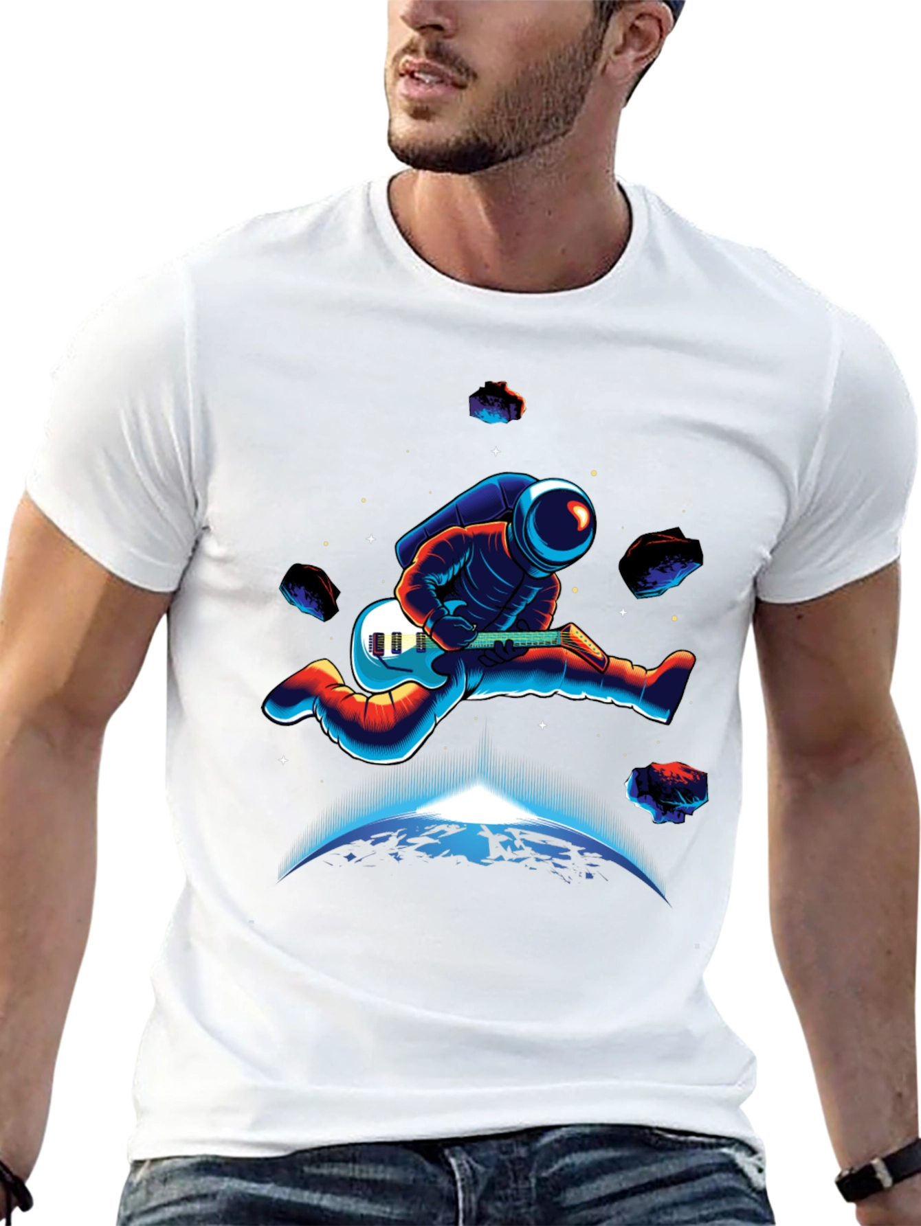 Astronaut Guitar Player T-Shirt - Space Rocker Tee