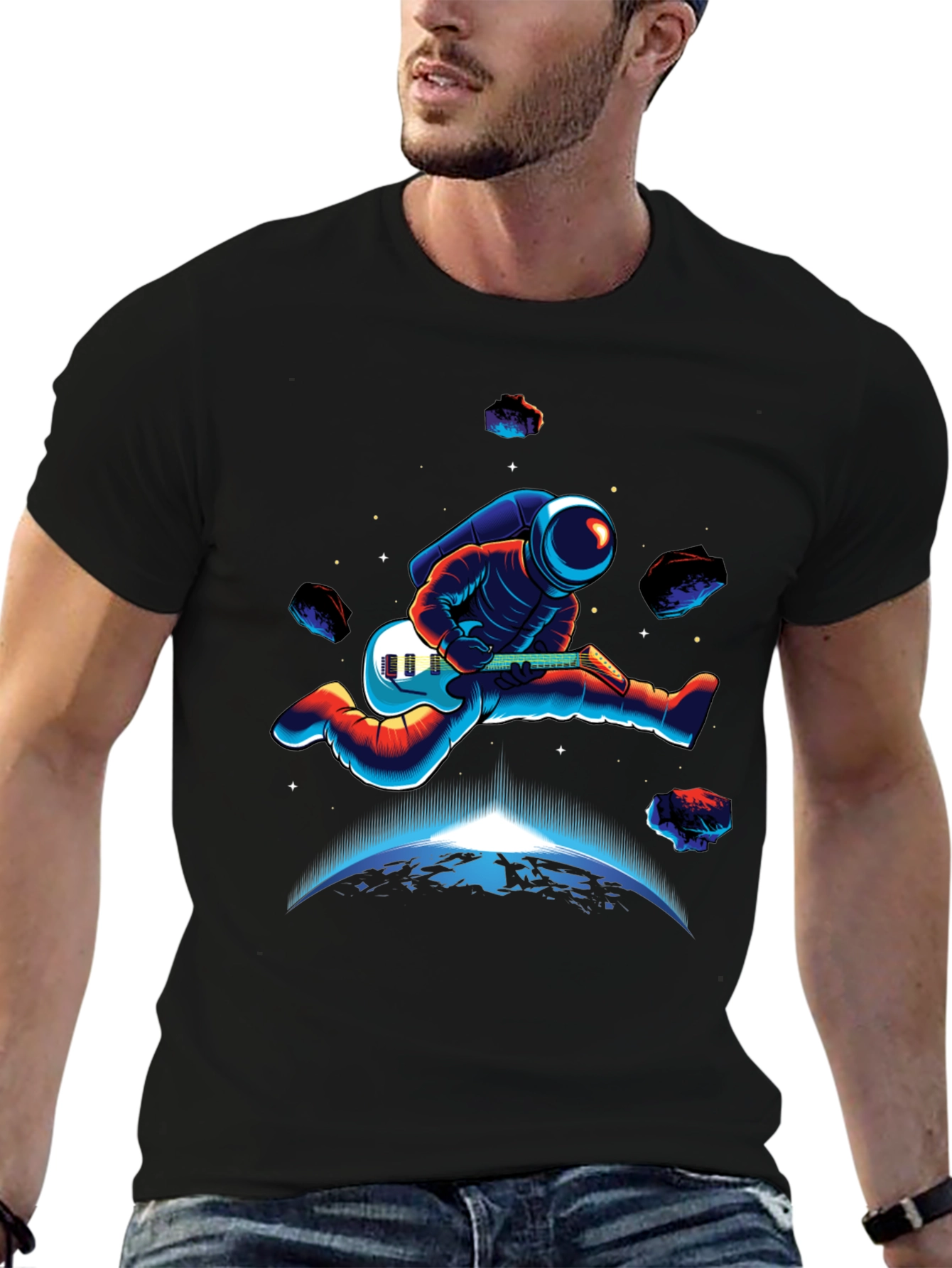 Astronaut Guitar Player T-Shirt - Space Rocker Tee