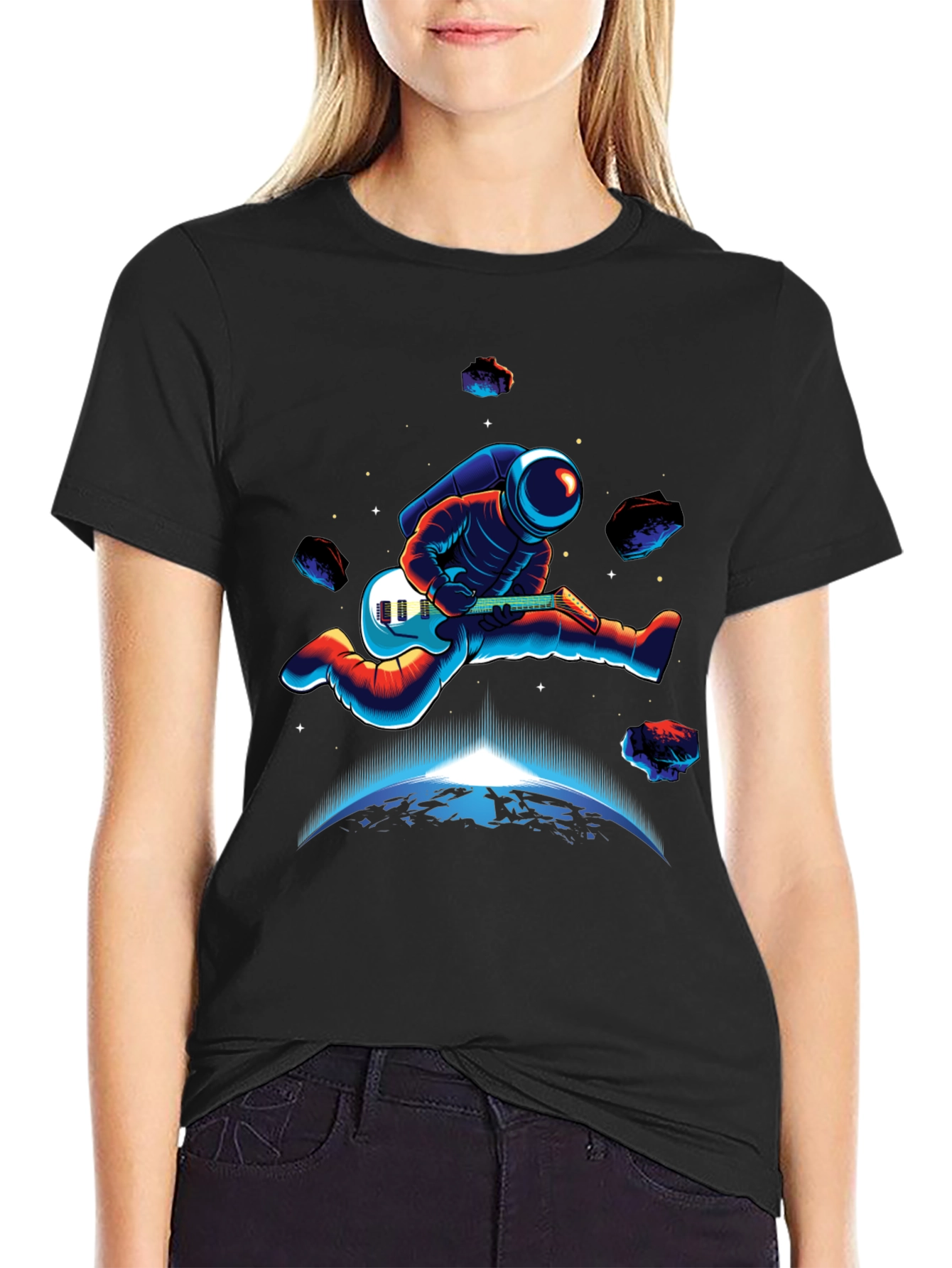 Astronaut Guitar Player T-Shirt - Space Rocker Tee