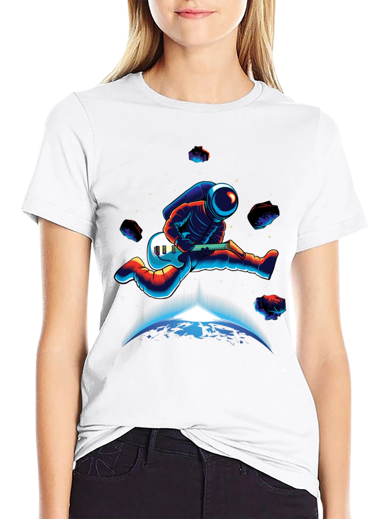 Astronaut Guitar Player T-Shirt - Space Rocker Tee
