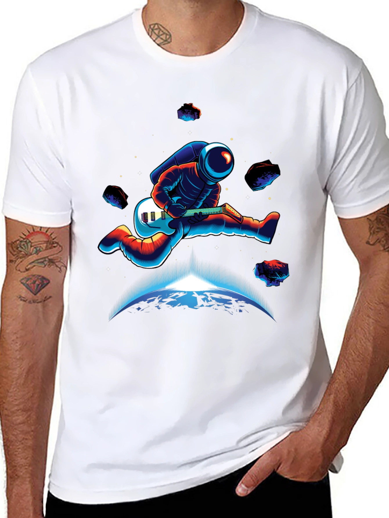 Astronaut Guitar Player T-Shirt - Space Rocker Tee