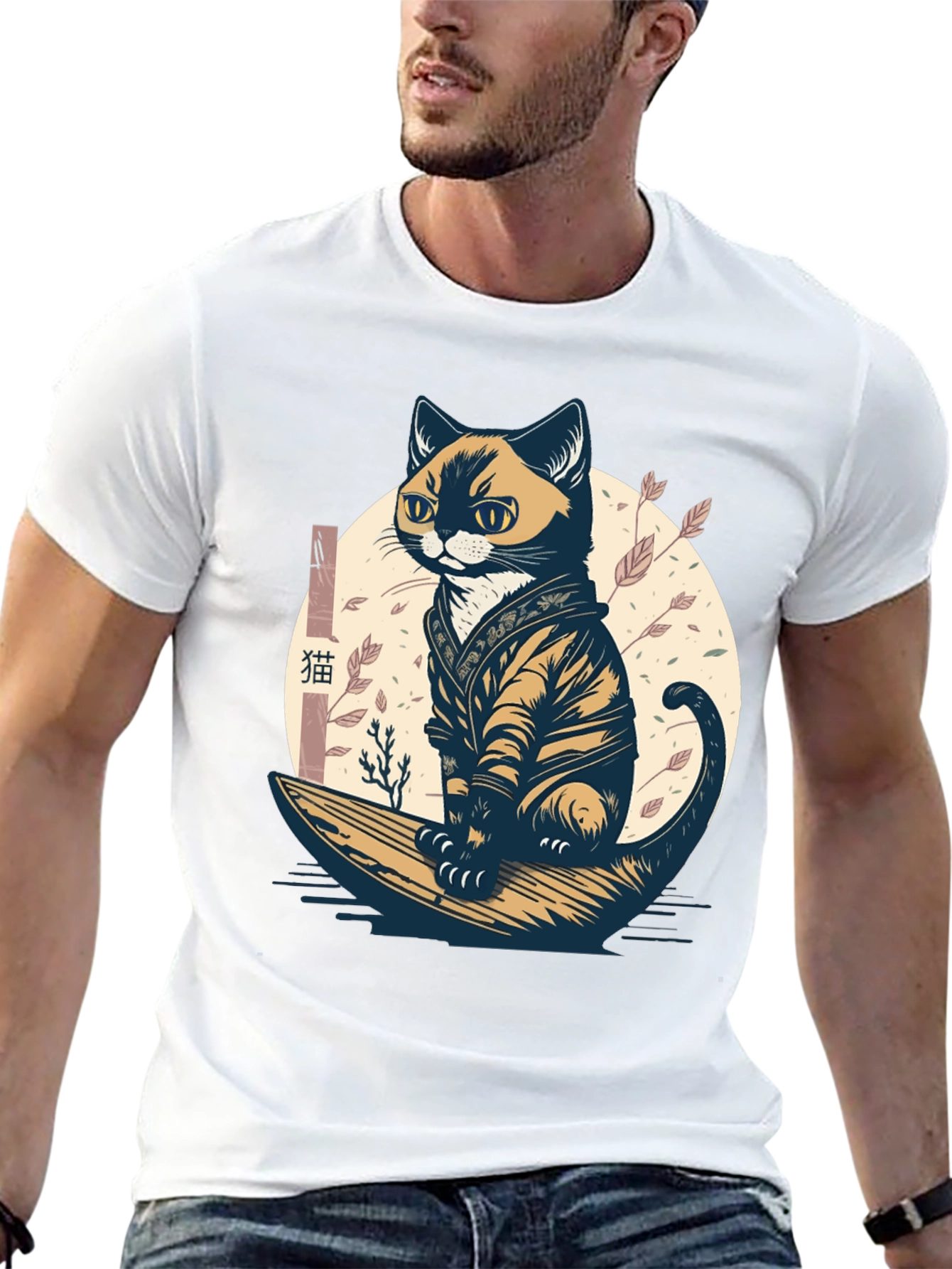 Samurai Cat Graphic Tee - Unique Style