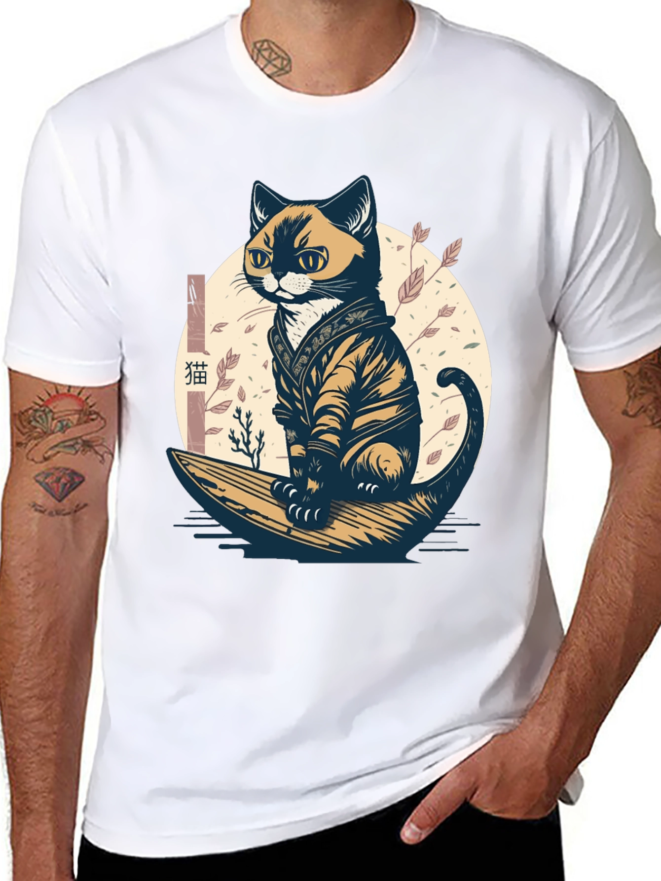 Samurai Cat Graphic Tee - Unique Style