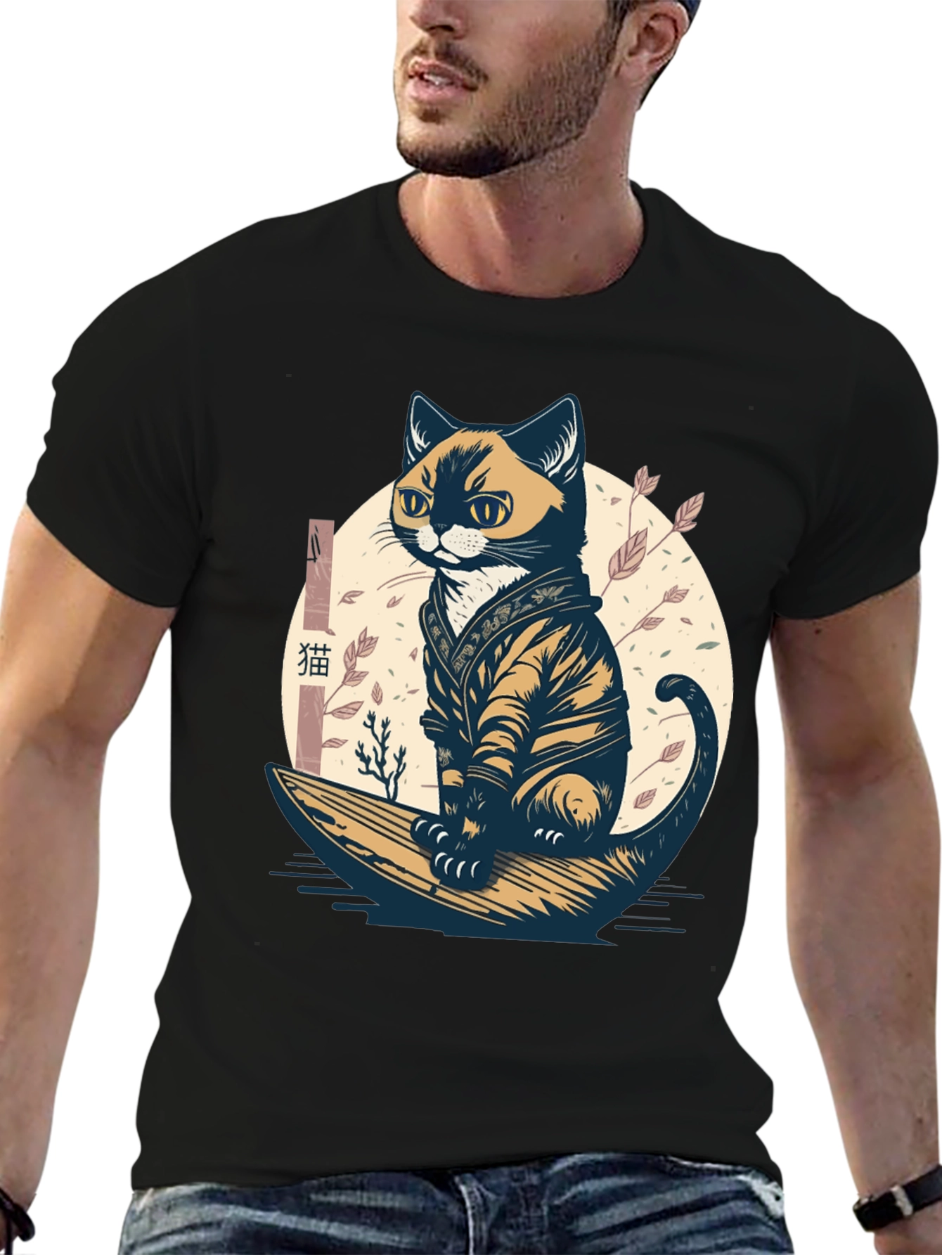 Samurai Cat Graphic Tee - Unique Style