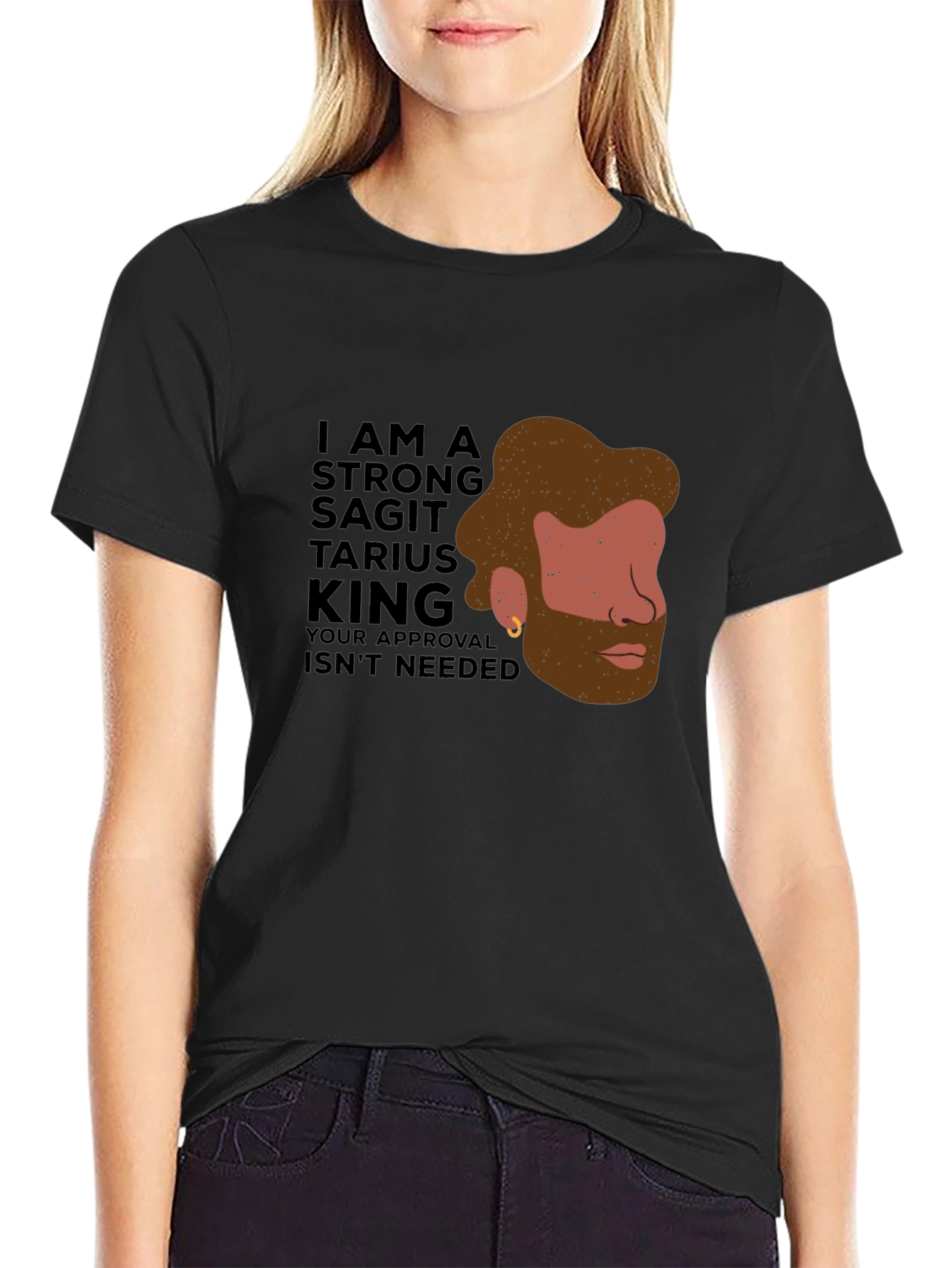 Strong Sagittarius King Black Graphic Tee