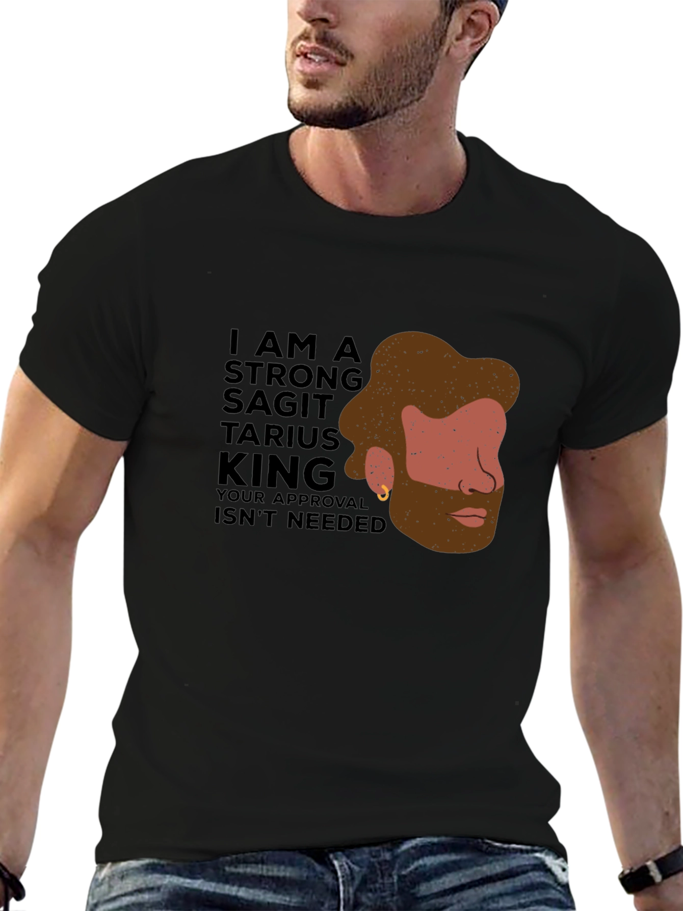 Strong Sagittarius King Black Graphic Tee