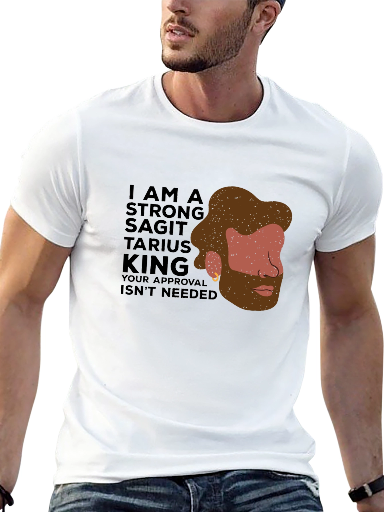 Strong Sagittarius King Black Graphic Tee