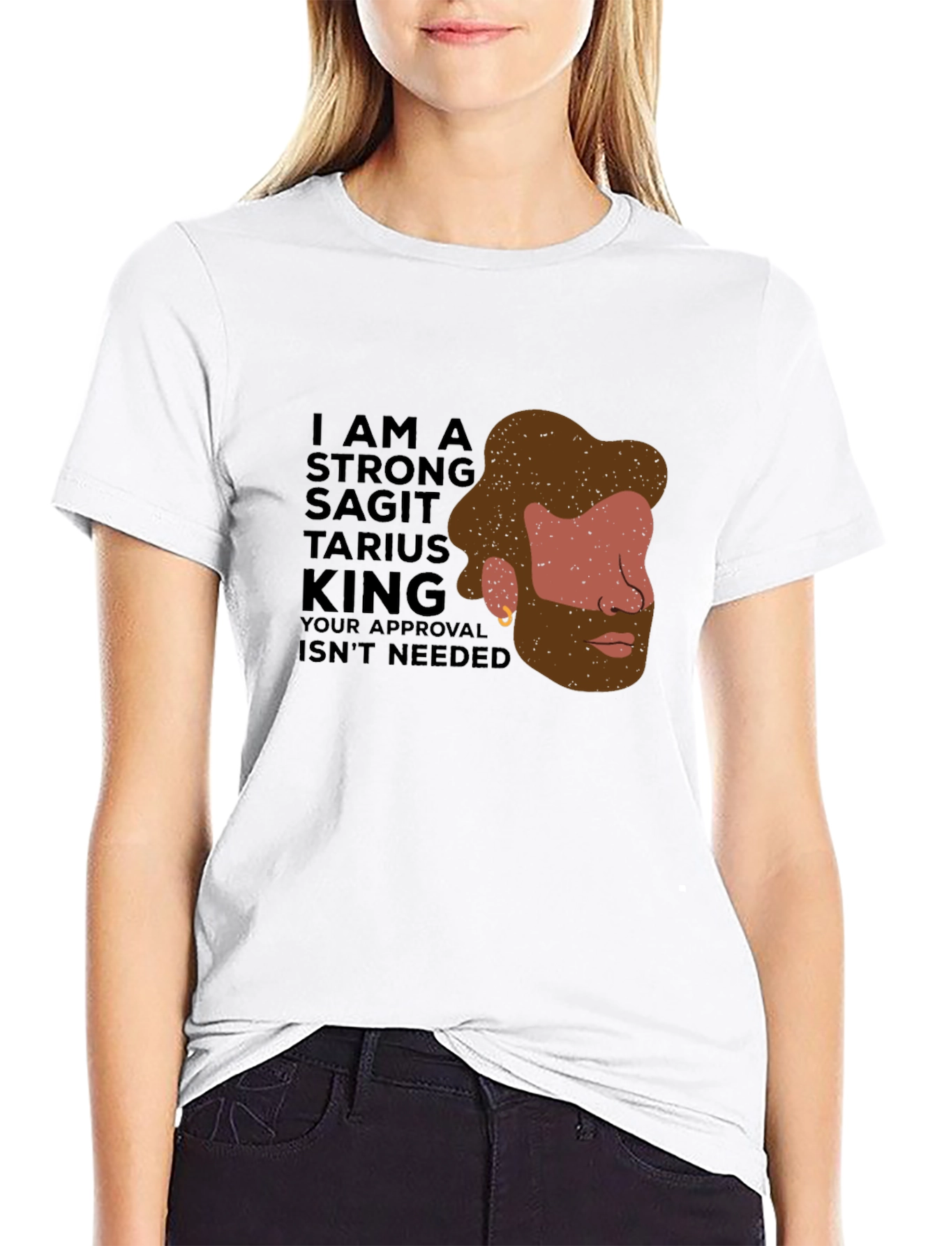 Strong Sagittarius King Black Graphic Tee