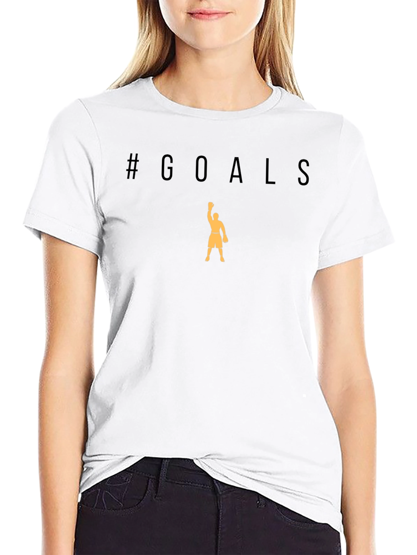 #Goals Black T-Shirt with Athlete Graphic