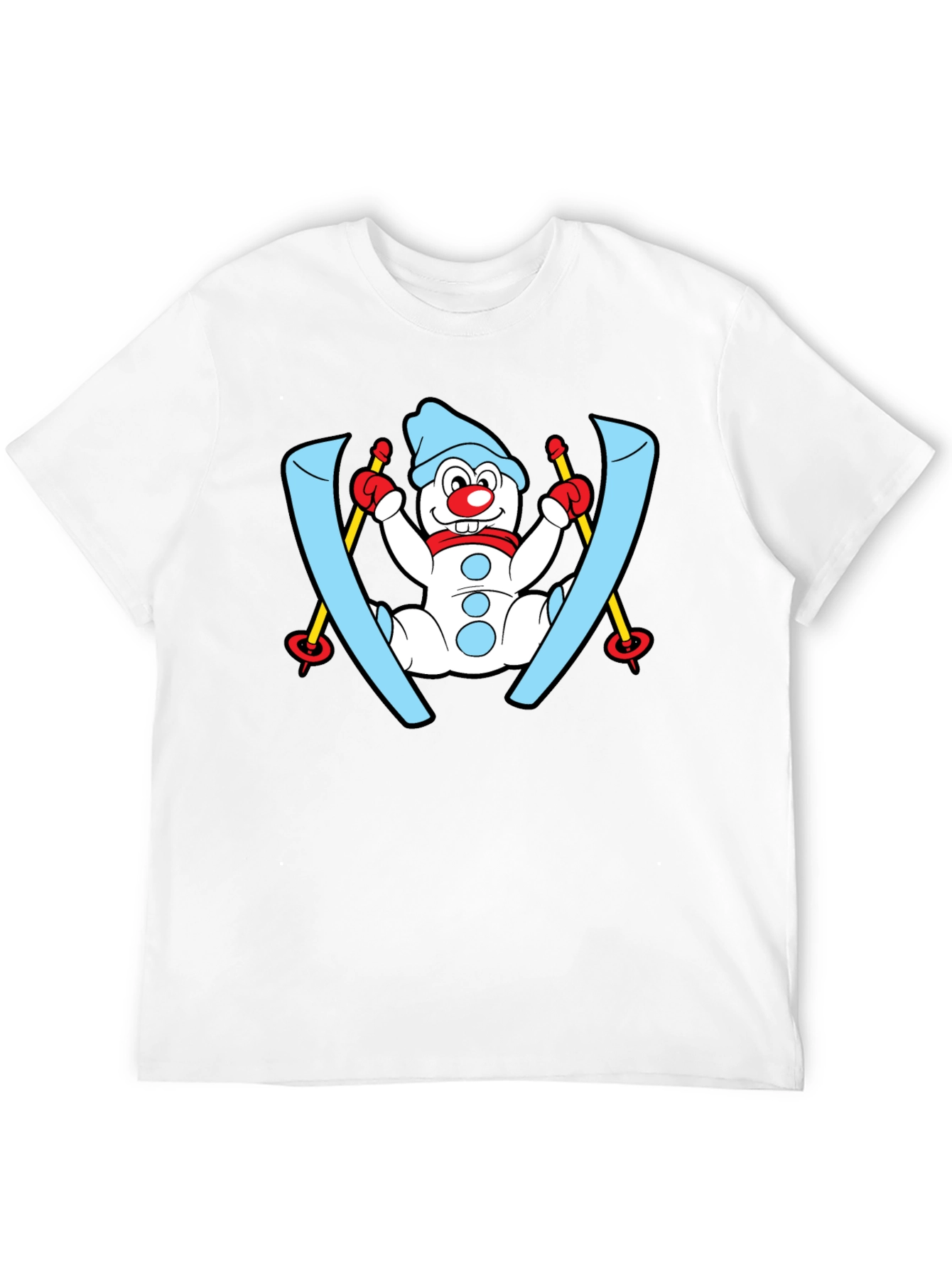 Snowman Skier Black T-Shirt