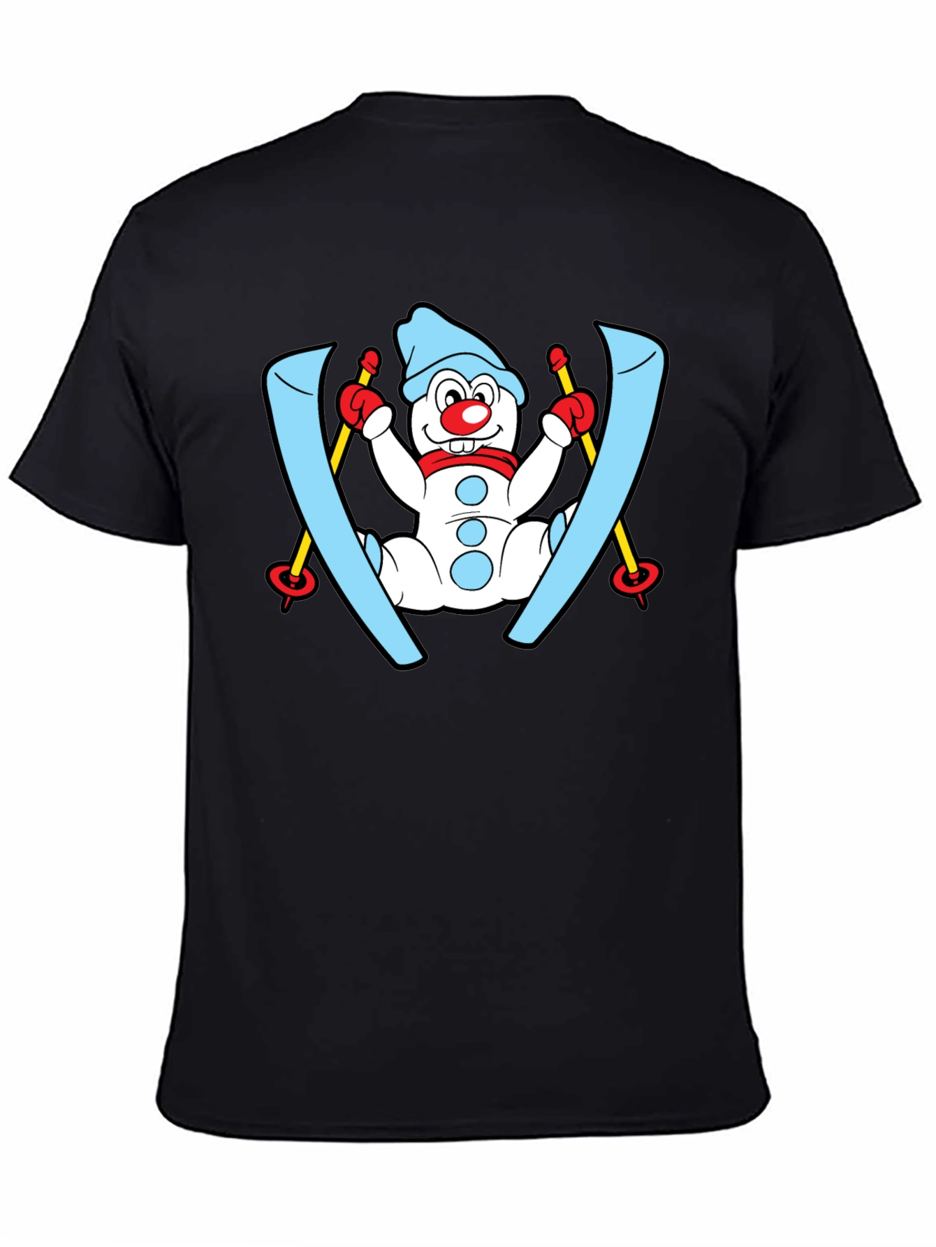 Snowman Skier Black T-Shirt