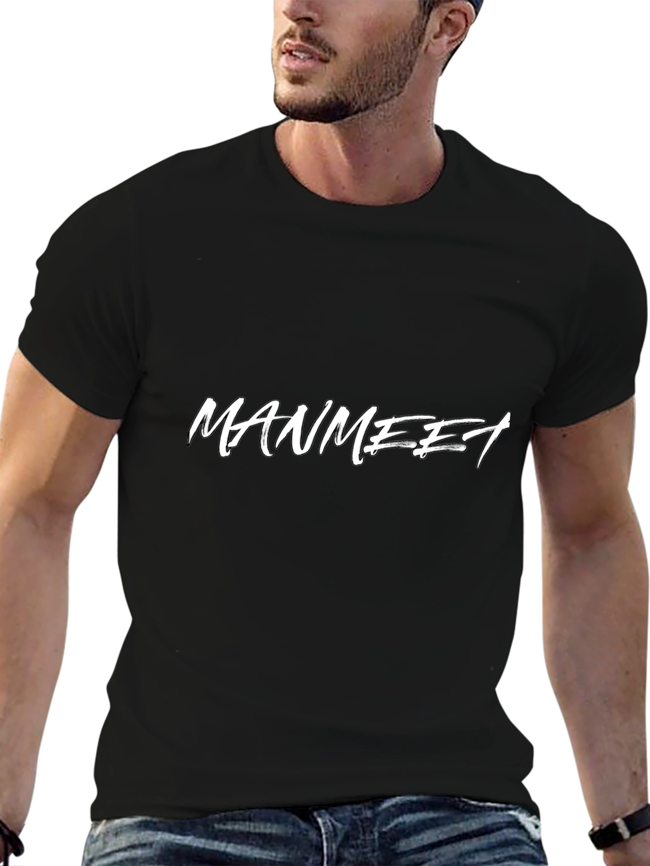 Manmeet Black Graphic Tee - Stylish Mens T-Shirt