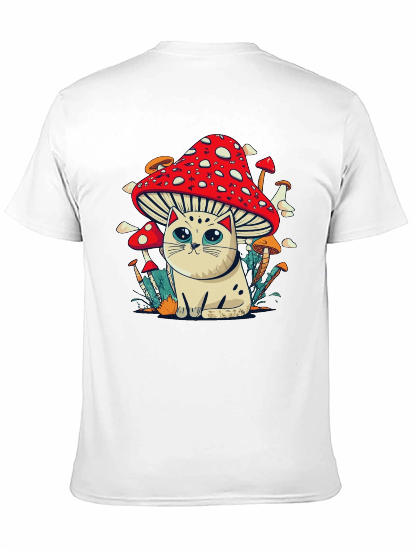 Mushroom Cat T-Shirt - Whimsical Graphic Tee