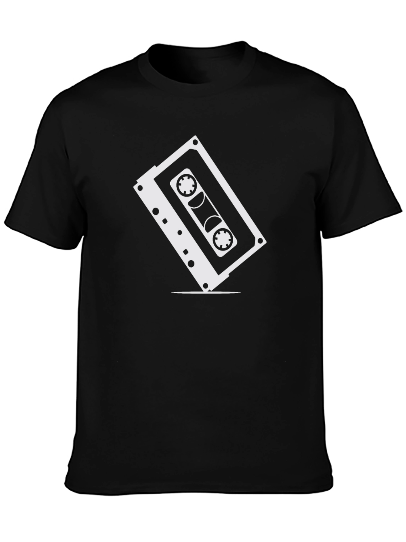 Retro Cassette Tape Graphic Tee - Classic Black Shirt