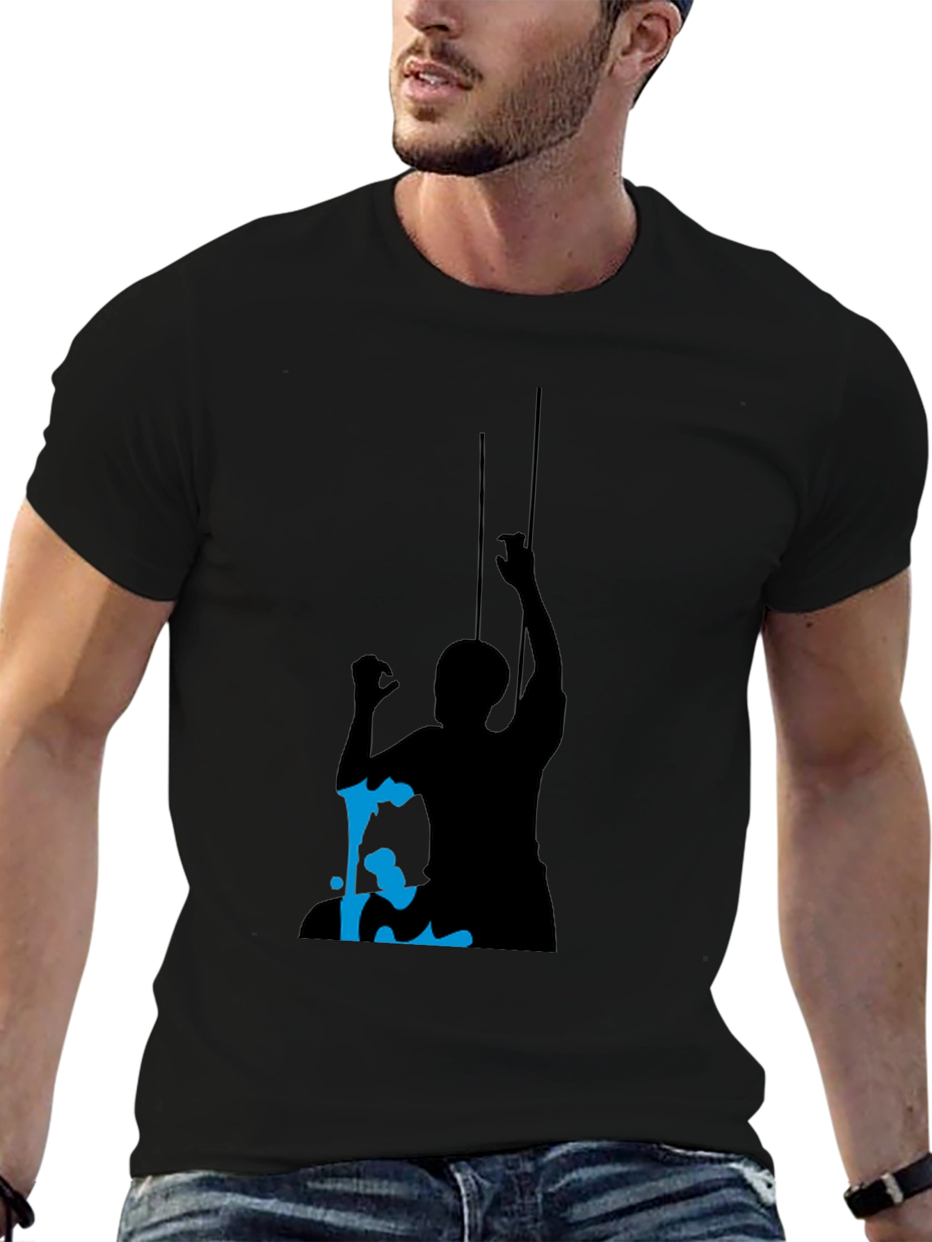 Silhouette Climber Graphic Tee - Black Cotton Blend
