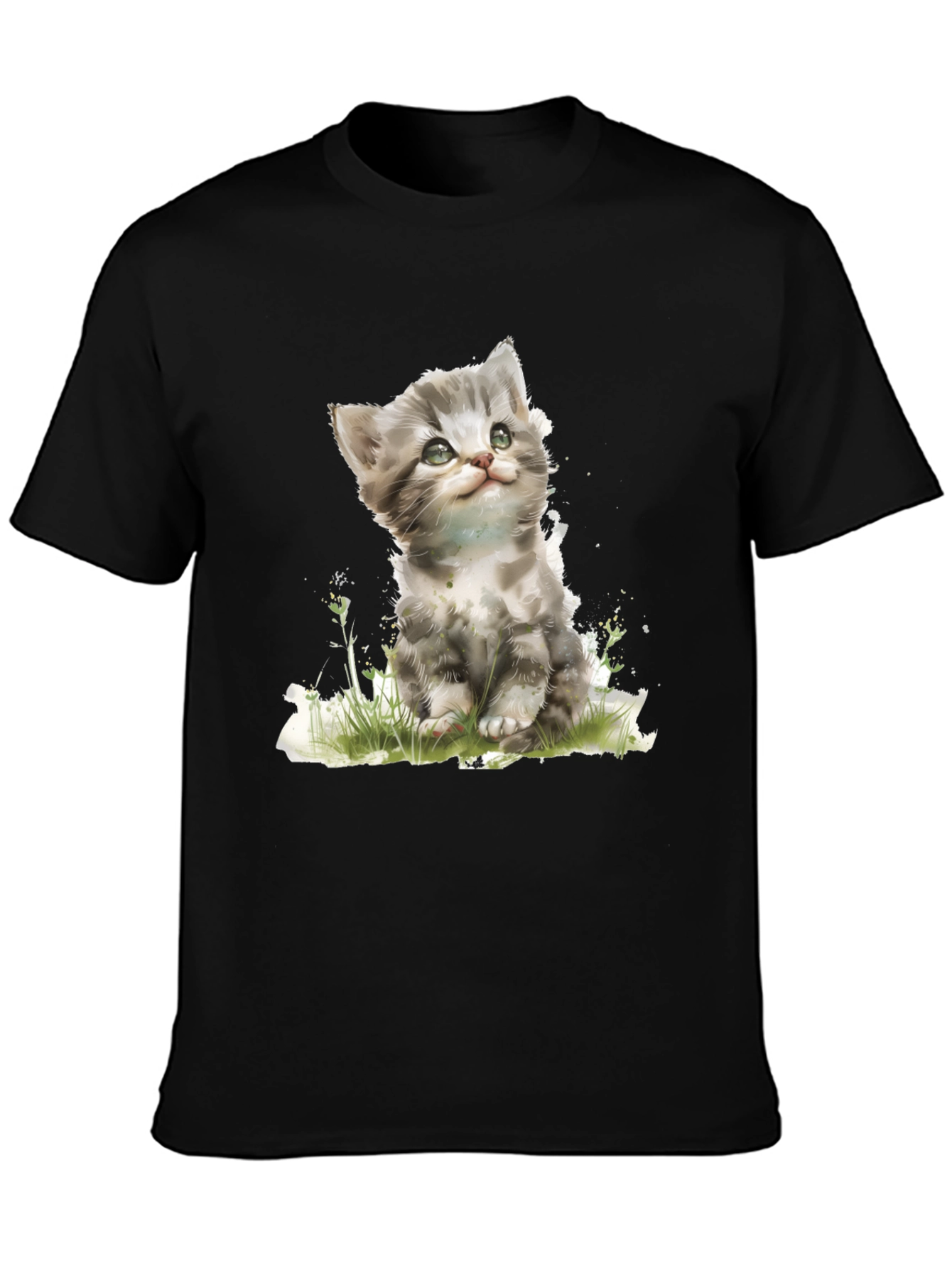 Cute Kitten Graphic Black T-Shirt