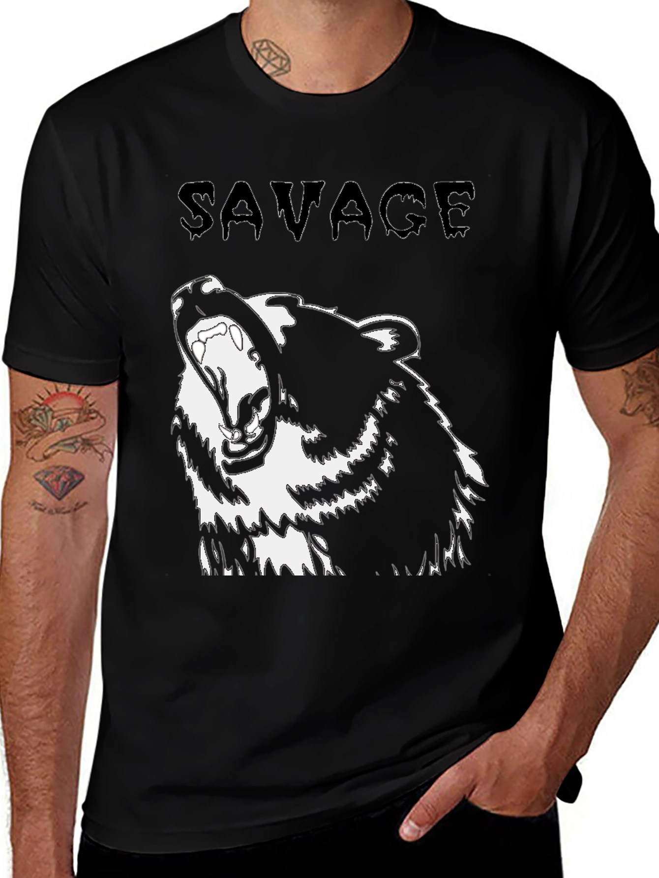 Savage Bear Graphic Black T-Shirt