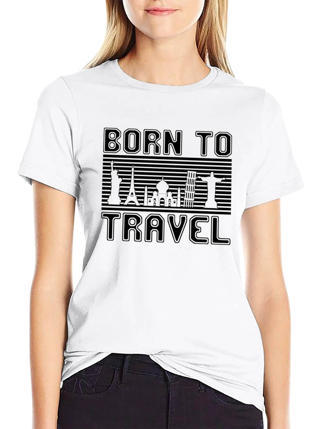 Born to Travel Black Graphic Tee