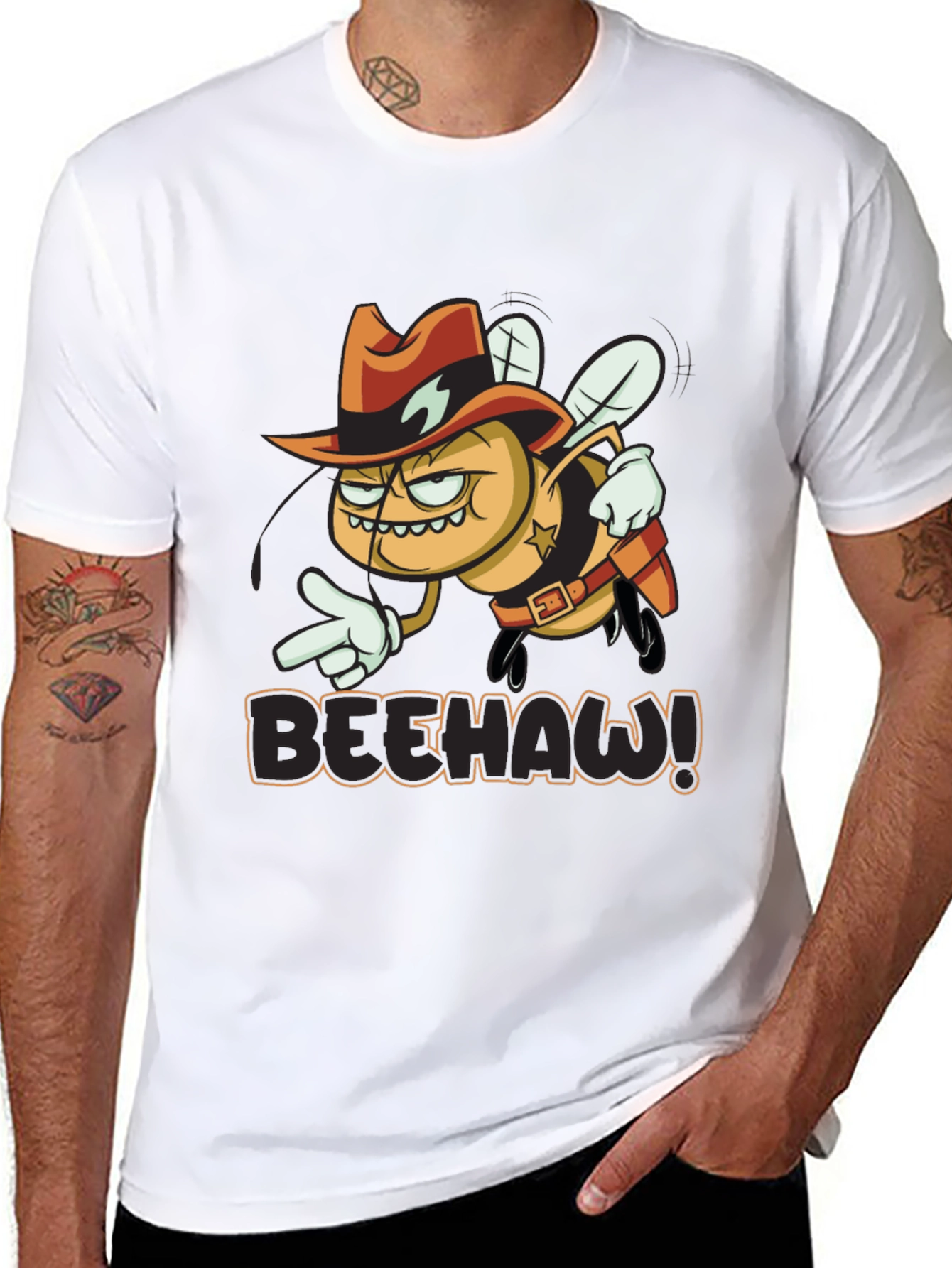 Beehaw Graphic T-Shirt - Western Sheriff Bee Design