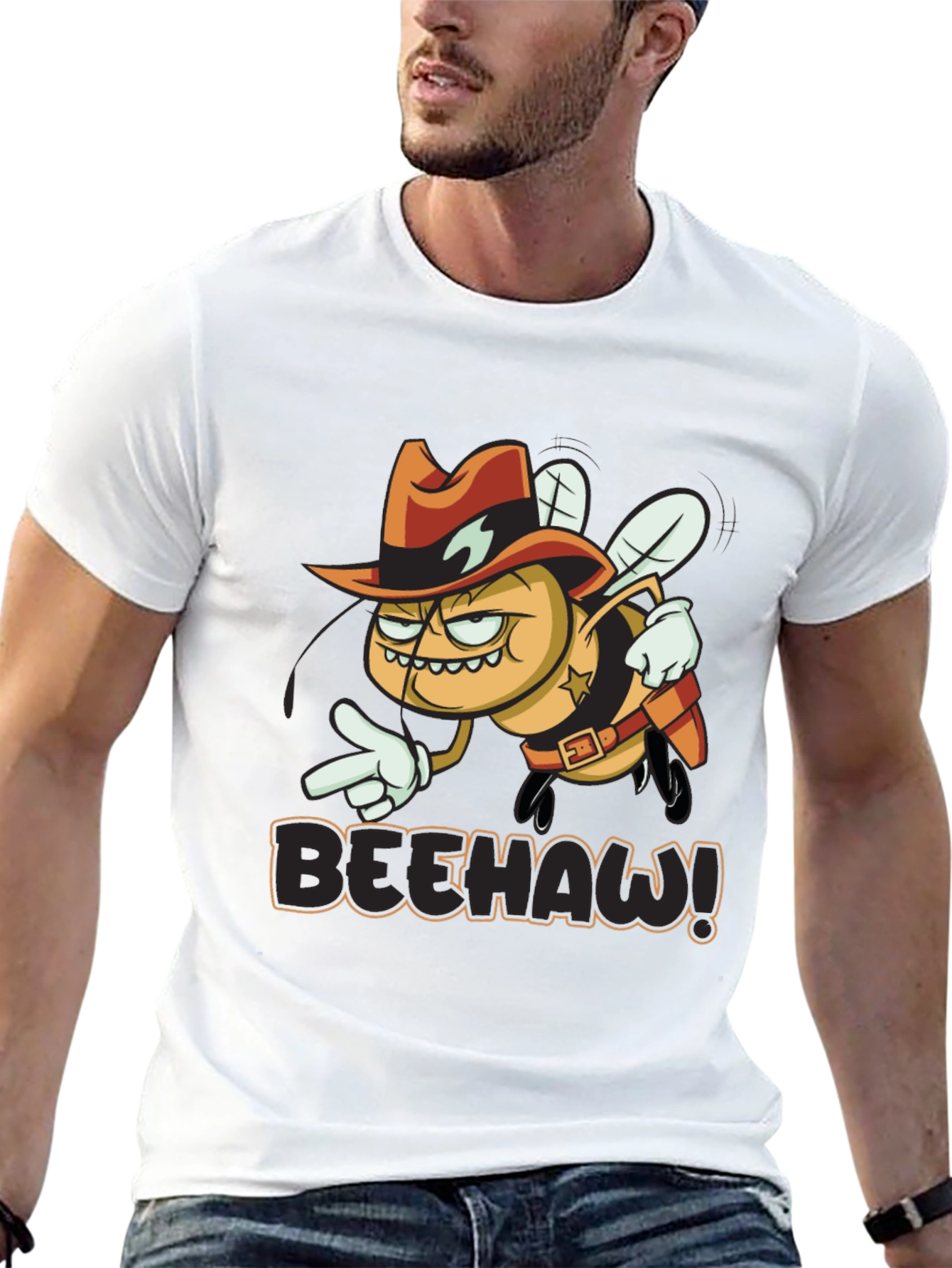 Beehaw Graphic T-Shirt - Western Sheriff Bee Design