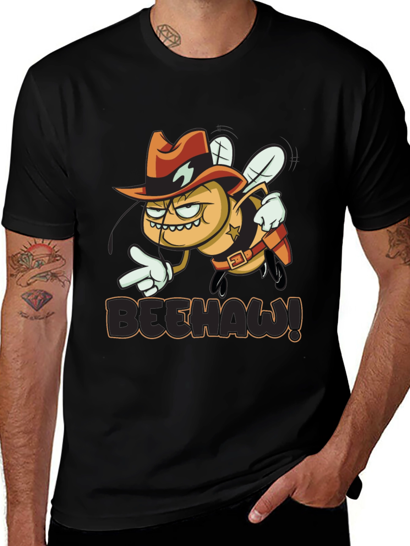 Beehaw Graphic T-Shirt - Western Sheriff Bee Design