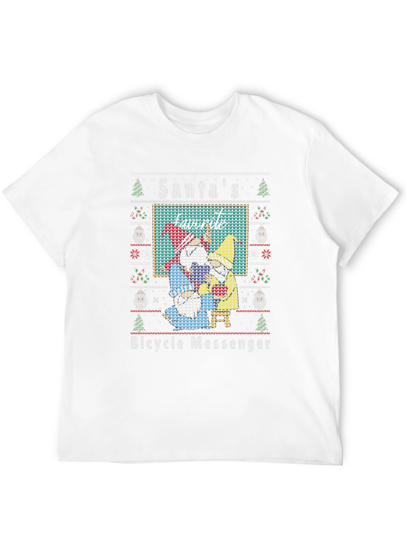 Santas Favorite Bicycle Messenger Ugly Christmas Sweater T-Shirt