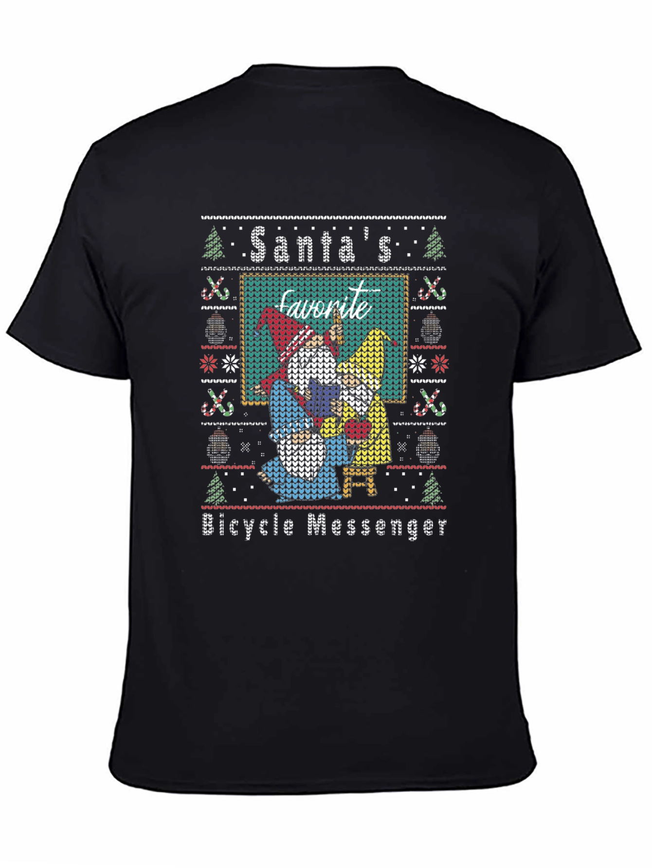 Santas Favorite Bicycle Messenger Ugly Christmas Sweater T-Shirt