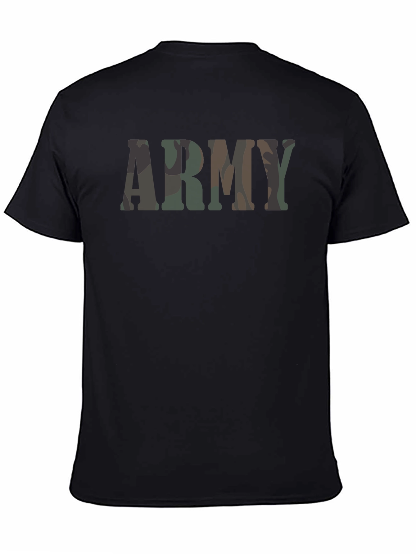 Army Camo Print Mens Black T-Shirt