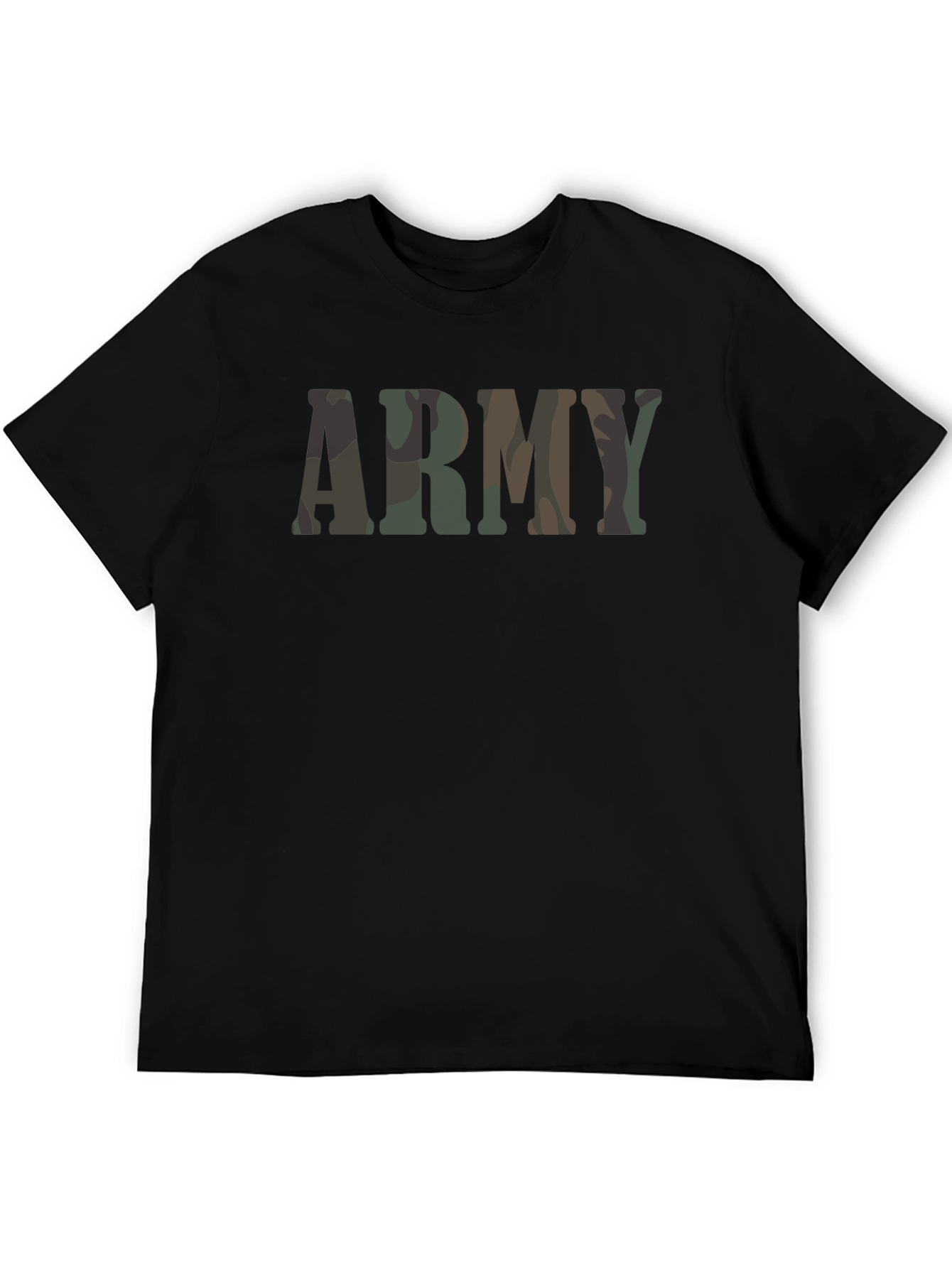 Army Camo Print Mens Black T-Shirt