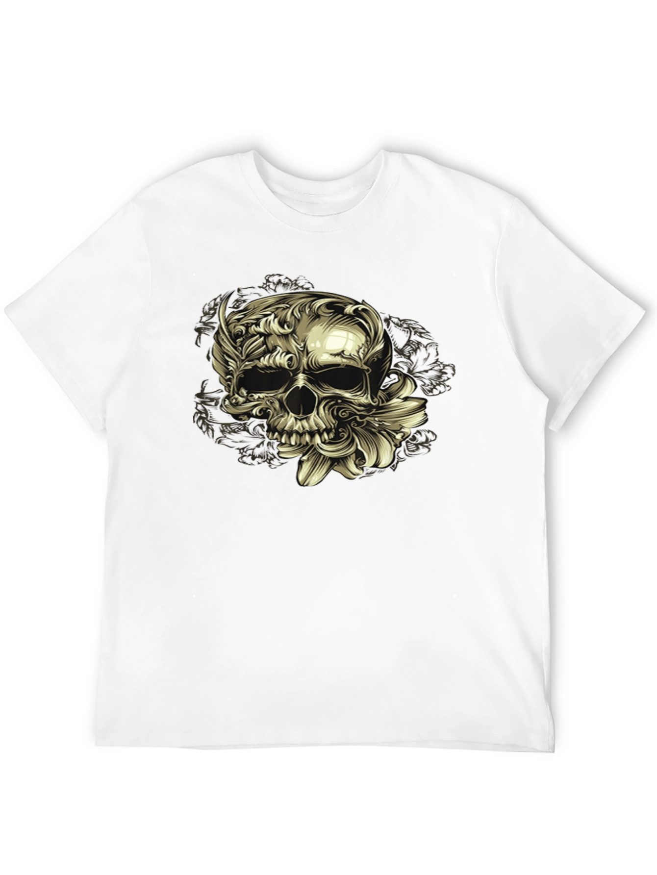 Floral Skull Graphic Tee - Dark Style
