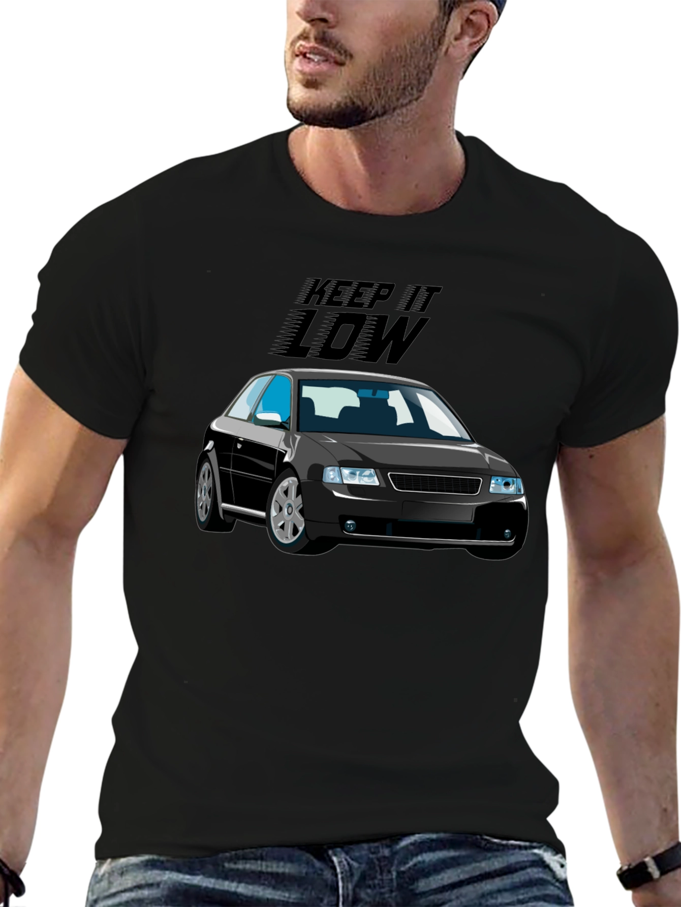 Keep It Low Car Graphic Black T-Shirt