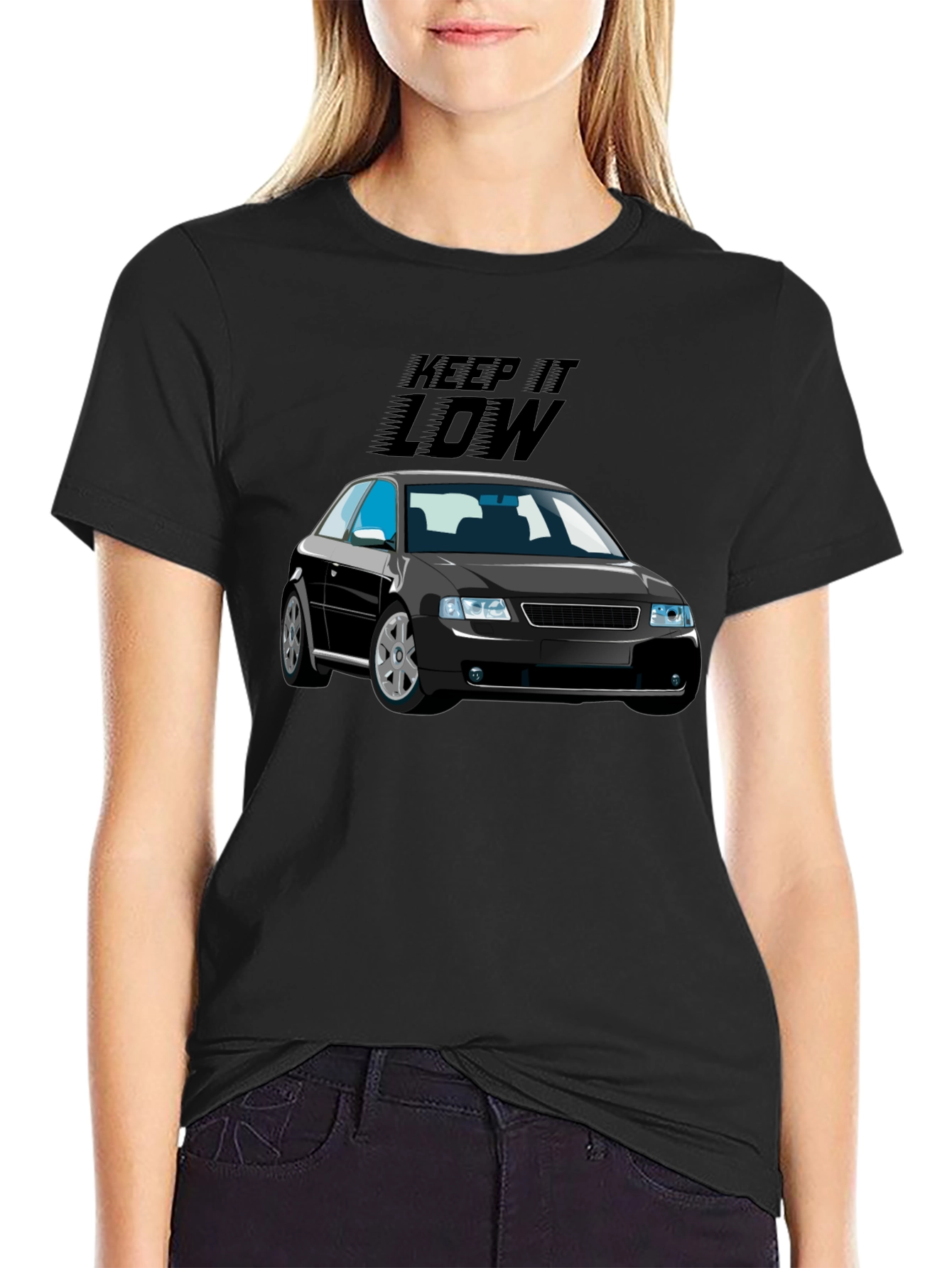 Keep It Low Car Graphic Black T-Shirt