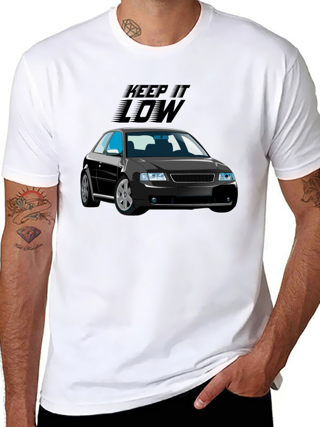 Keep It Low Car Graphic Black T-Shirt