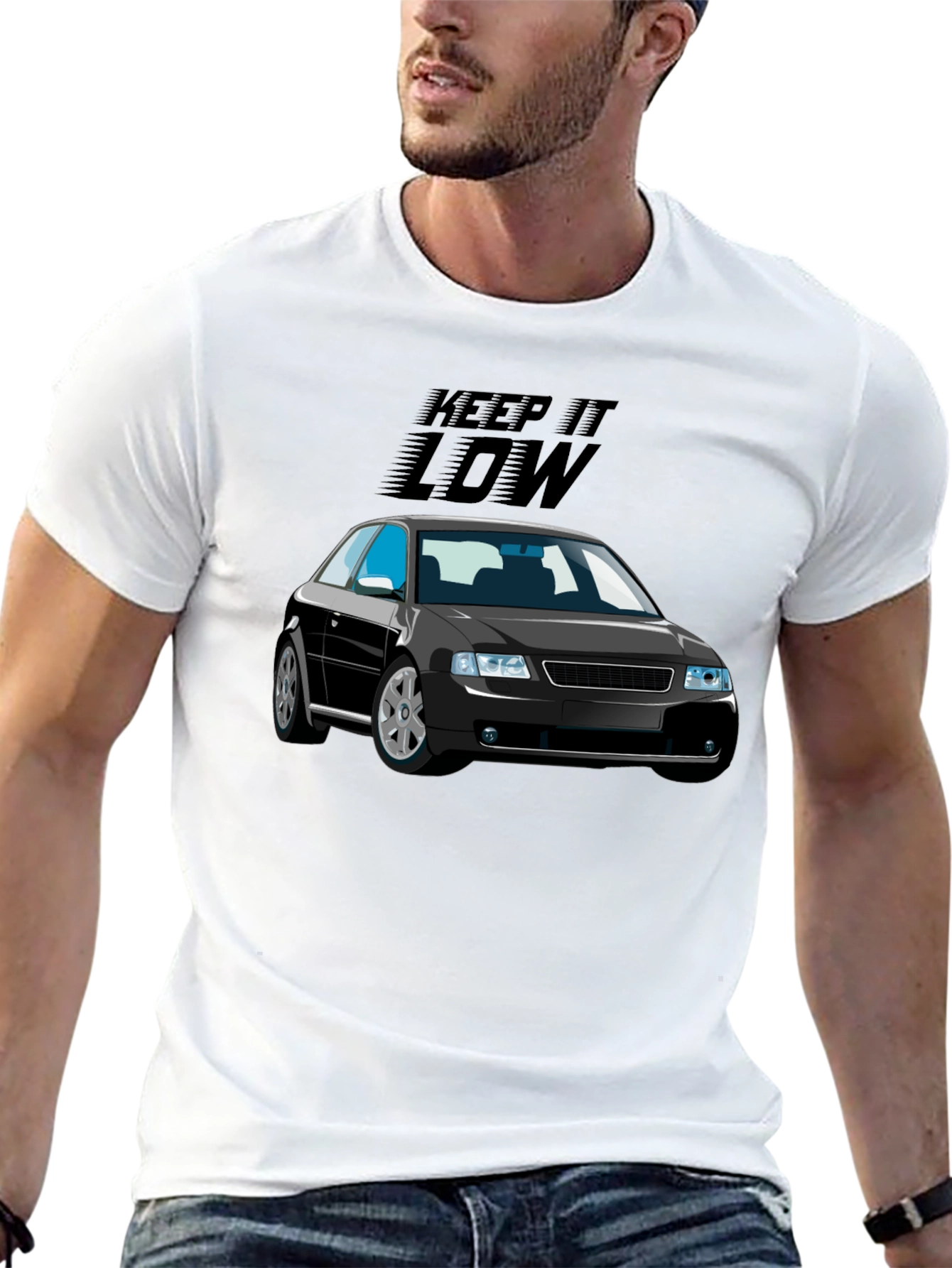 Keep It Low Car Graphic Black T-Shirt