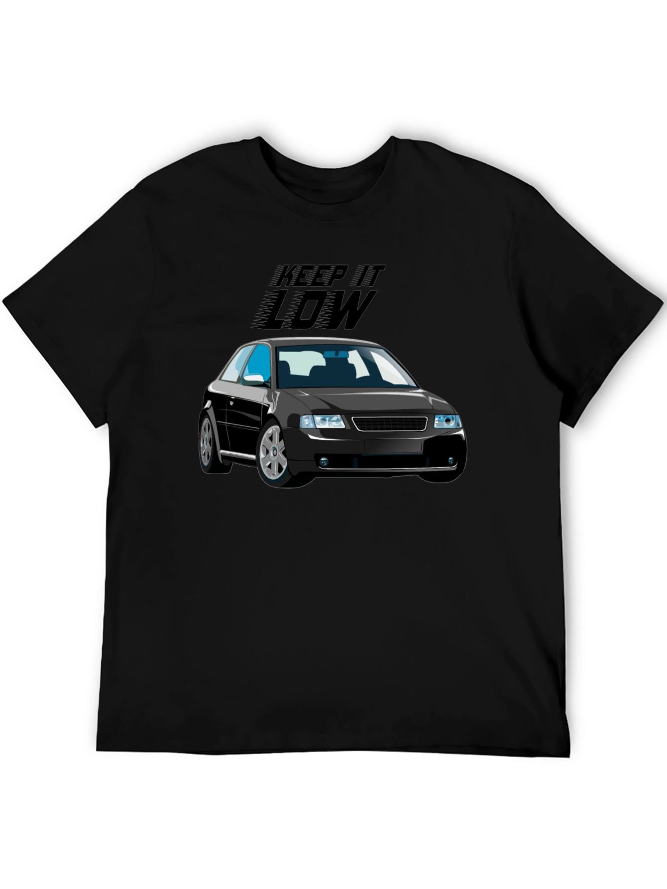 Keep It Low Car Graphic Black T-Shirt