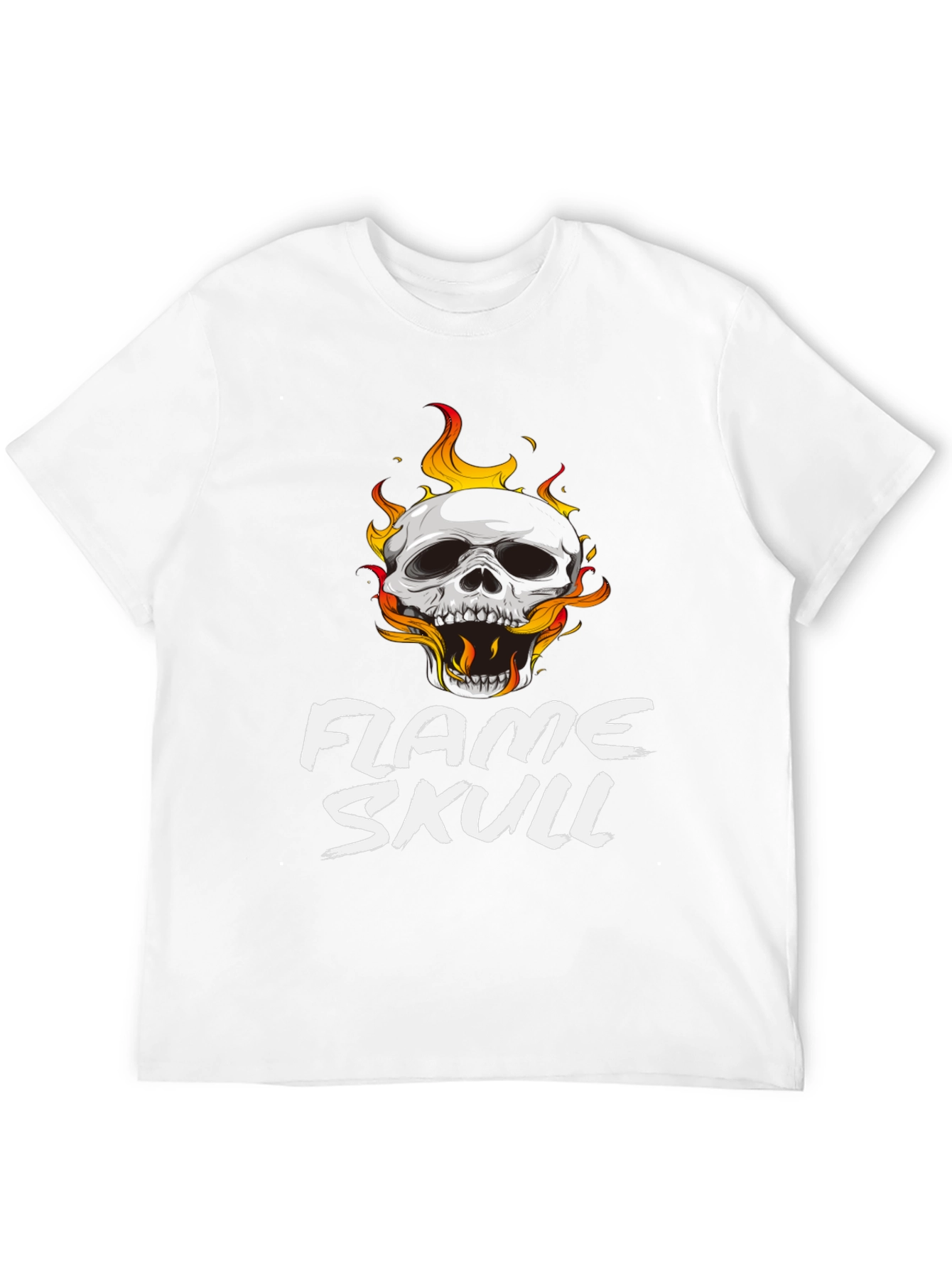 Flame Skull Graphic Black T-Shirt