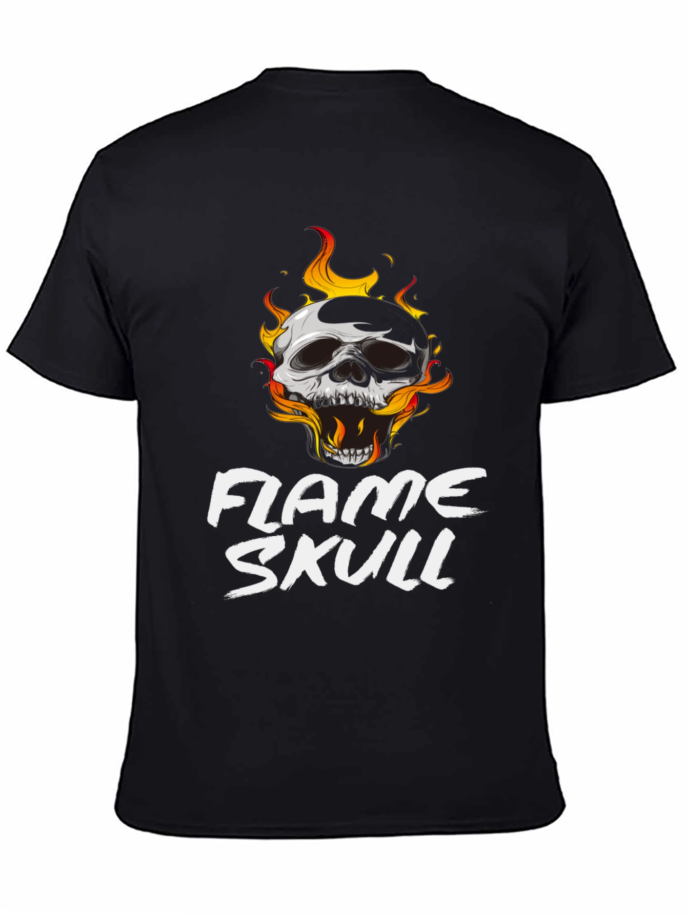 Flame Skull Graphic Black T-Shirt