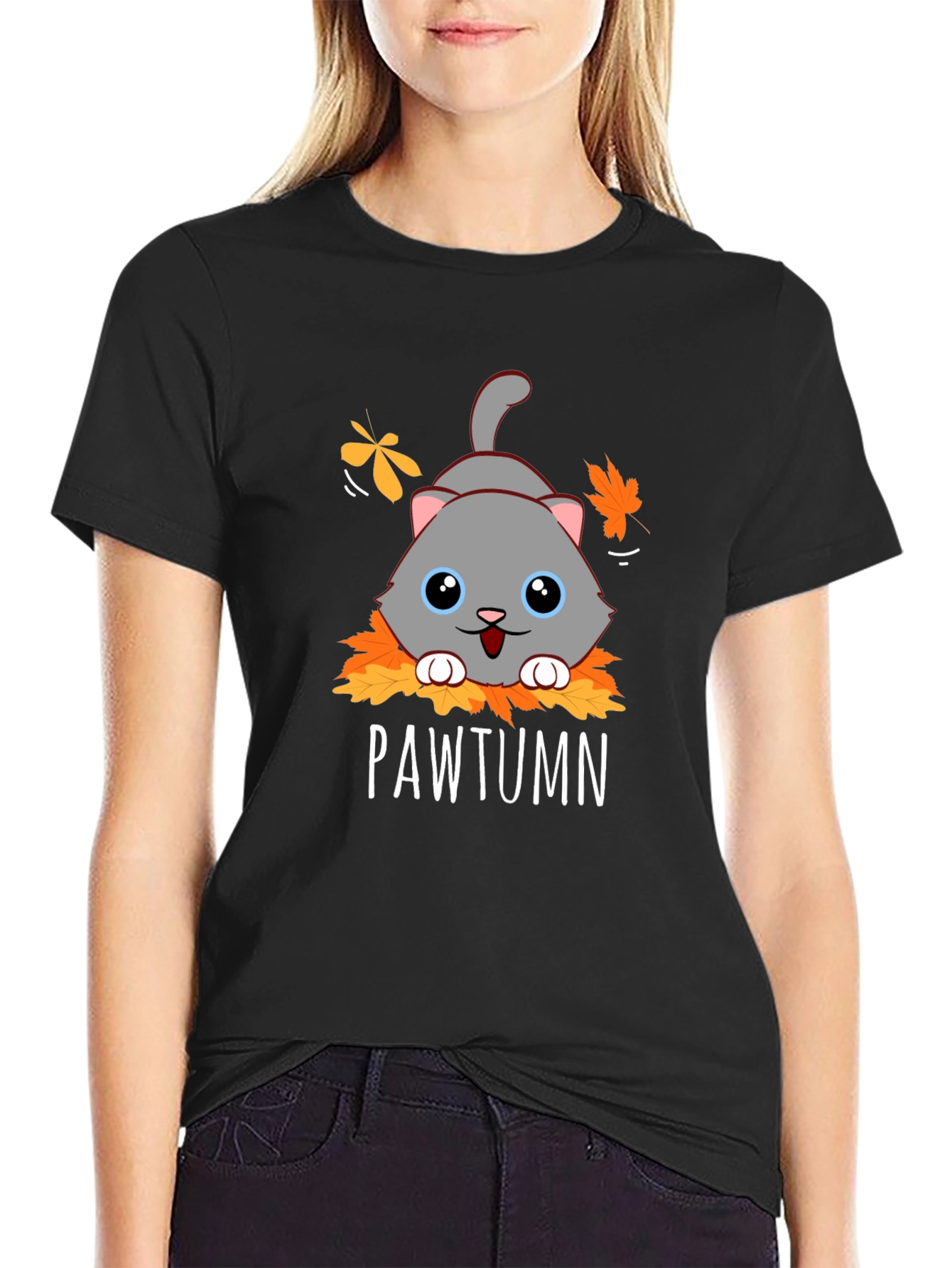 Pawtumn Cat Graphic T-Shirt
