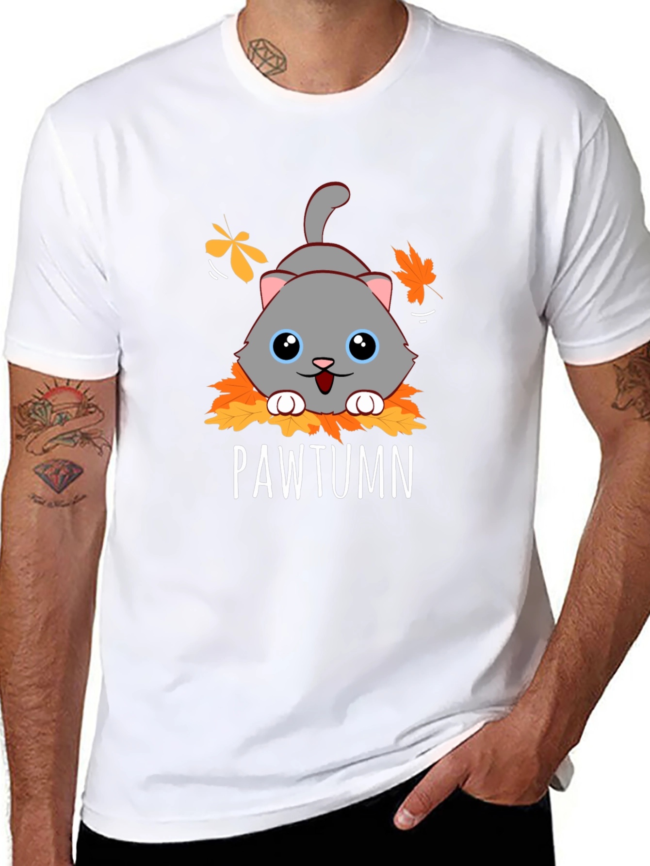 Pawtumn Cat Graphic T-Shirt