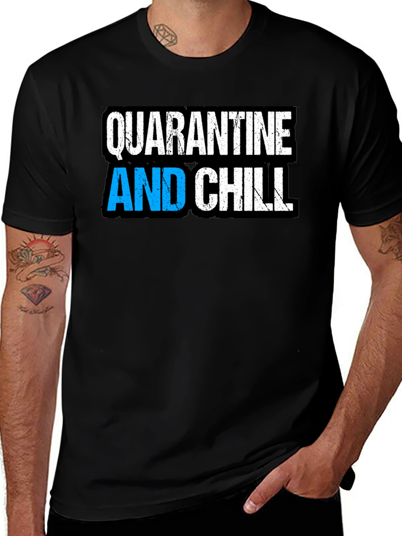 Quarantine and Chill Black Graphic T-Shirt