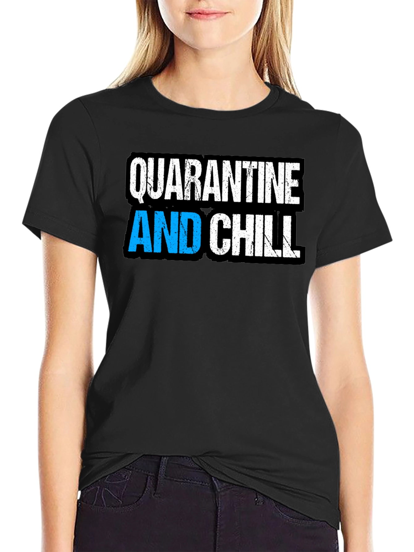 Quarantine and Chill Black Graphic T-Shirt