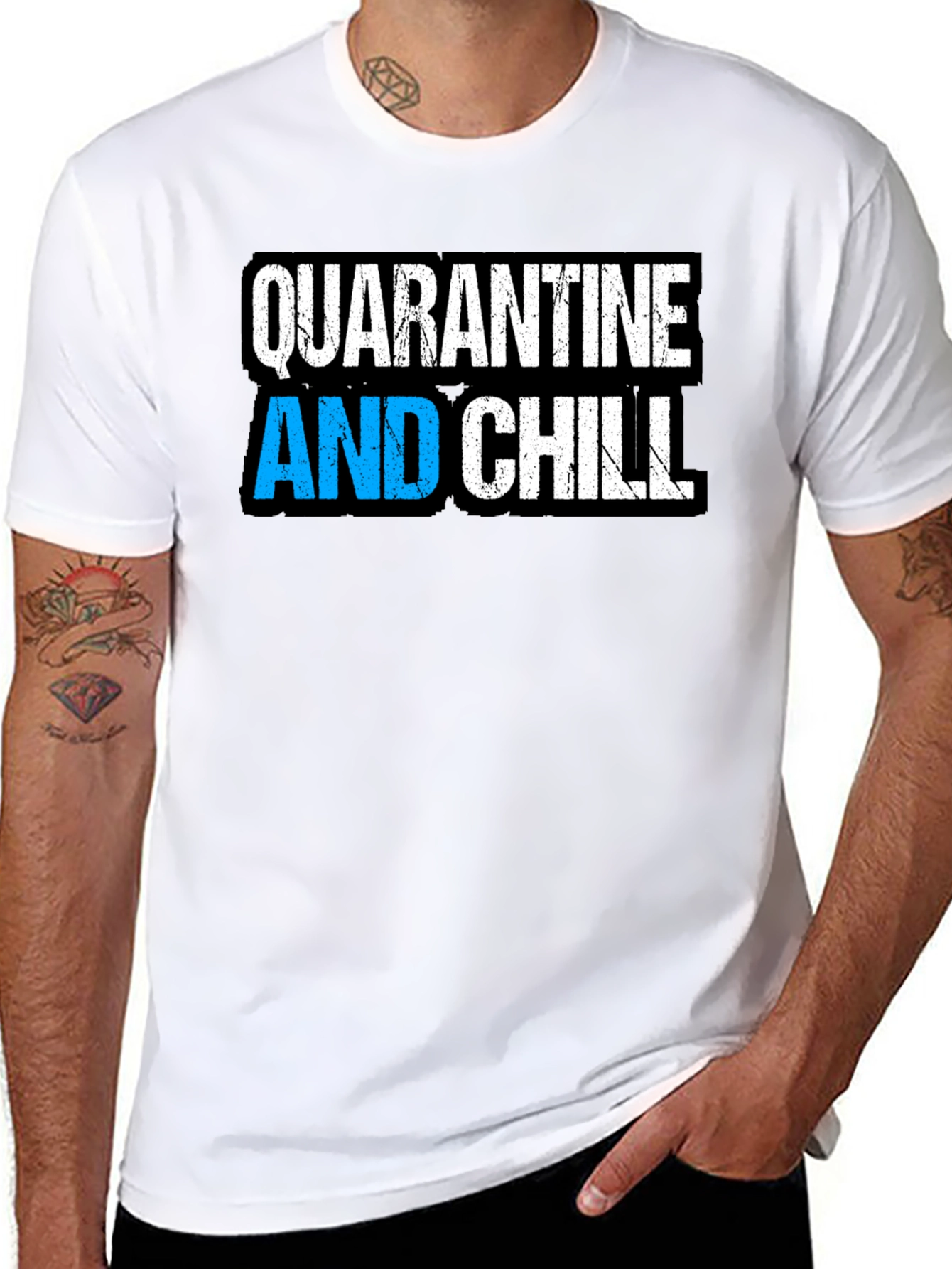 Quarantine and Chill Black Graphic T-Shirt
