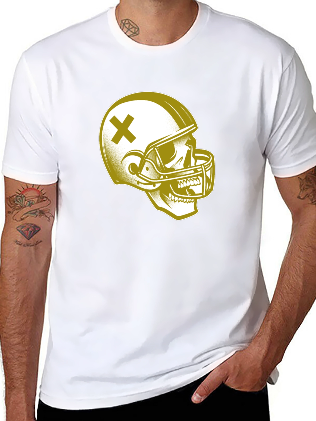 Skull Football Helmet Graphic T-Shirt