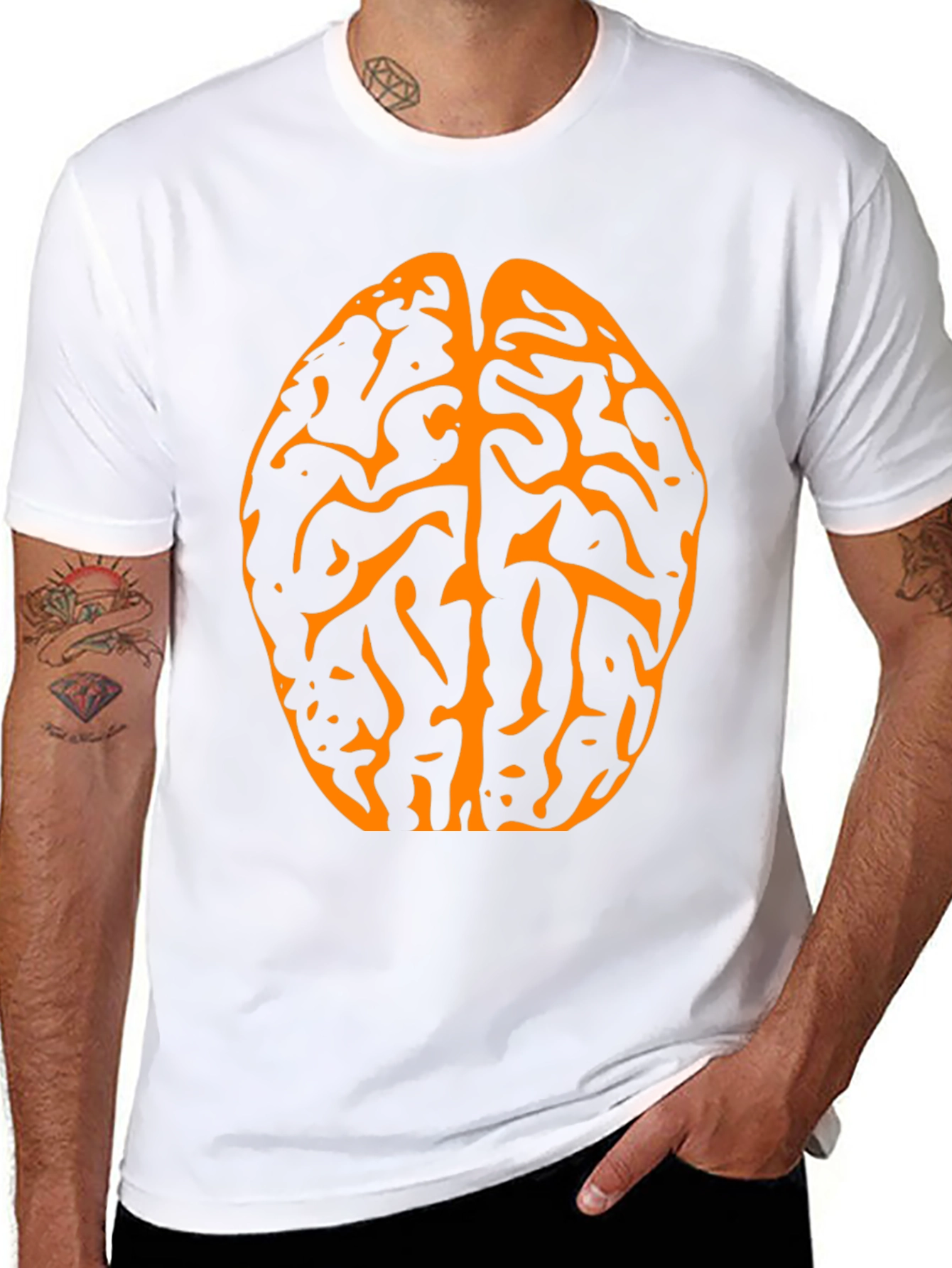Brain Graphic Tee - Black Cotton T-Shirt