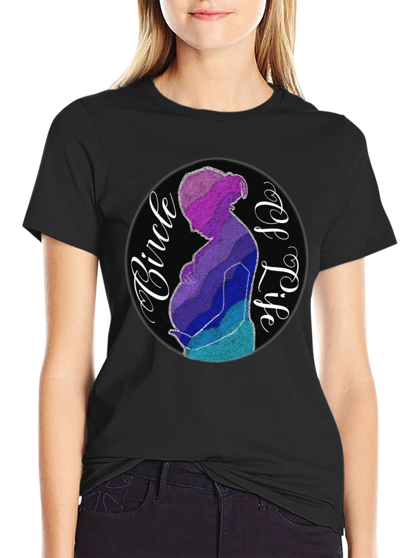 Circle of Life Pregnancy Graphic Tee - Black
